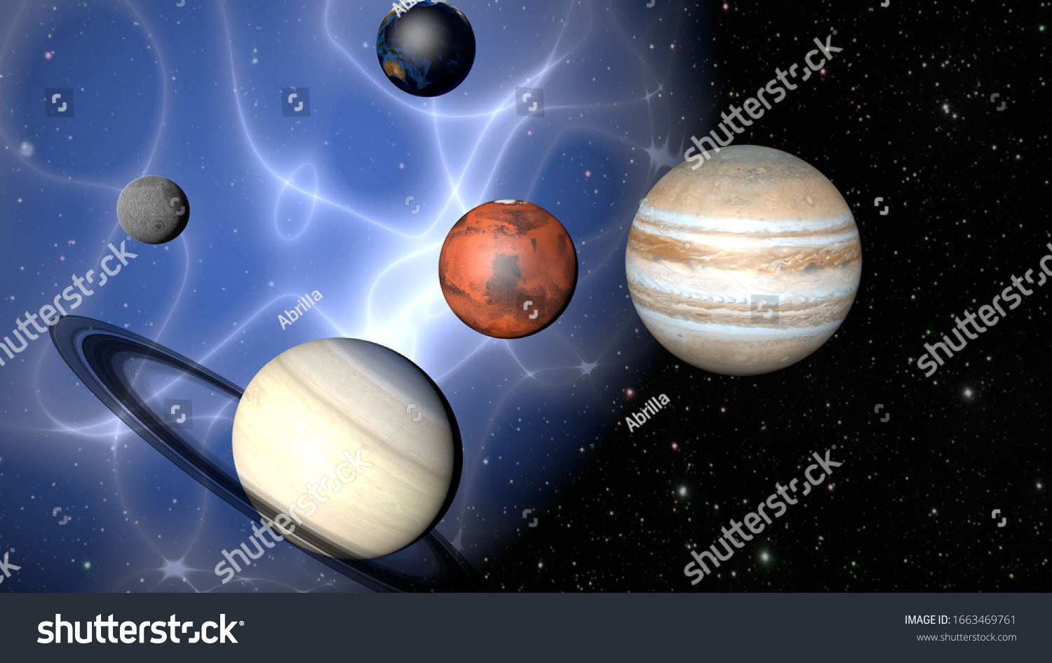 Parade Planets Mysterious Nebula 3d Rendering Stock Illustration ...