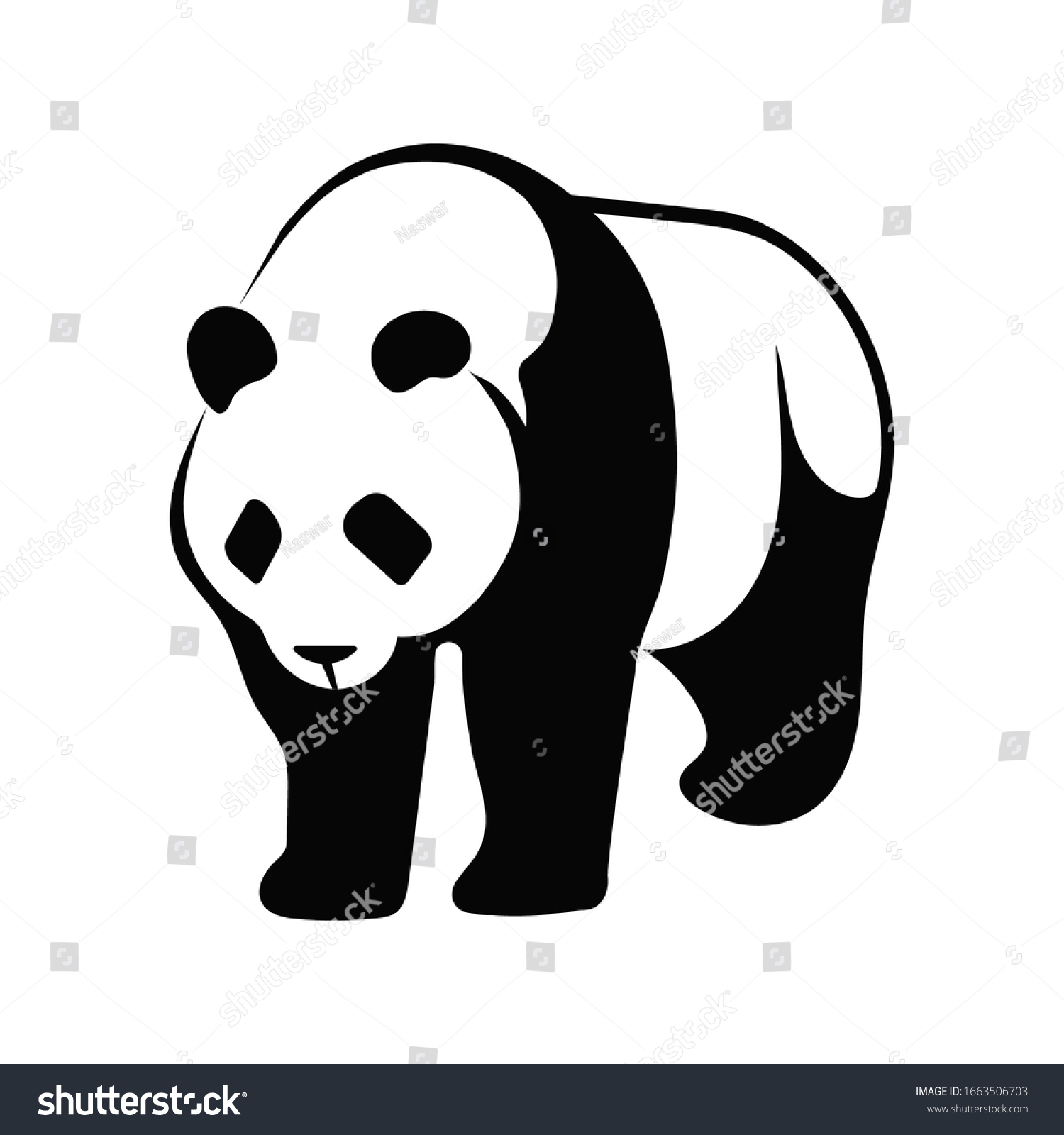 Stylized Giant Panda Full Body Drawing Stock Vector (Royalty Free ...