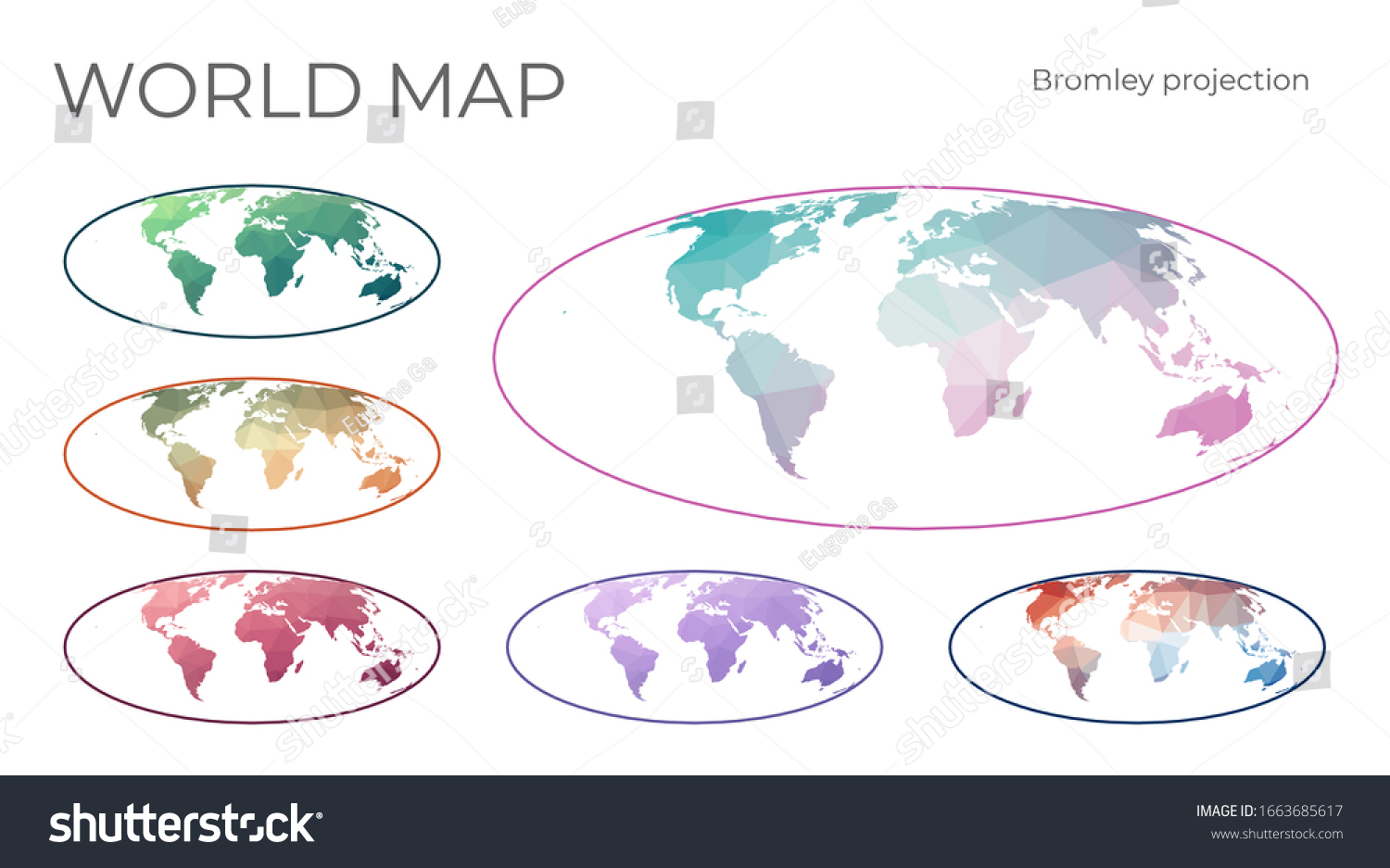 Low Poly World Map Set Bromley Stock Vector (Royalty Free) 1663685617 ...