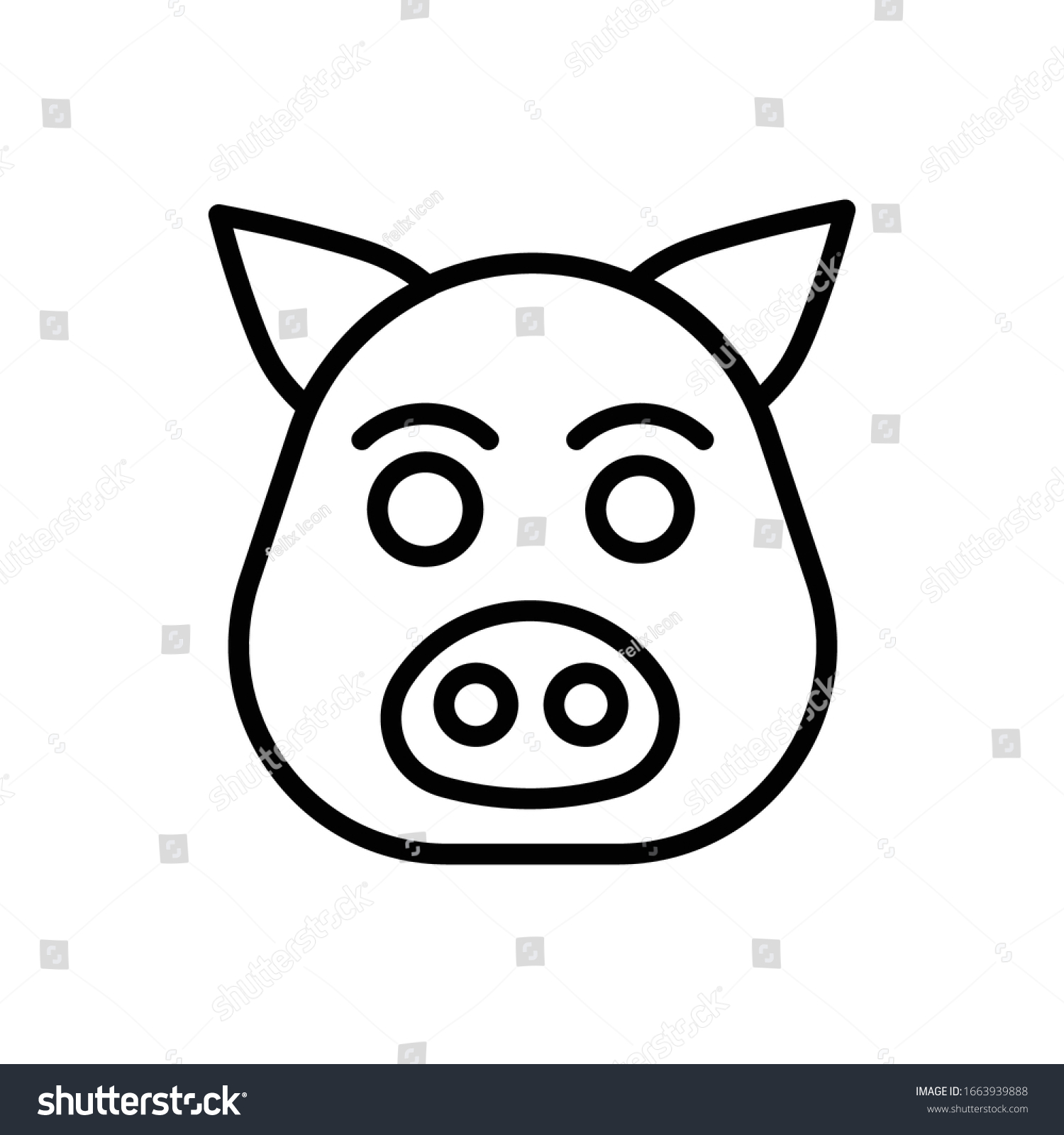 Pig Face Outline Icon Vector Stock Vector (Royalty Free) 1663939888 ...