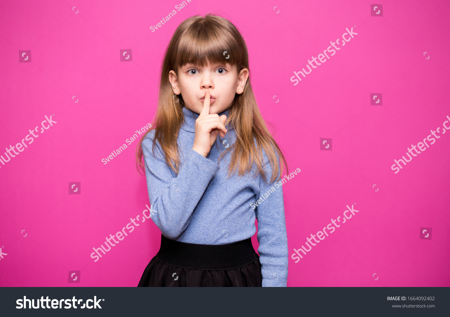 Emotional Child Girl Has Secret Little Stock Photo 1664092402 ...