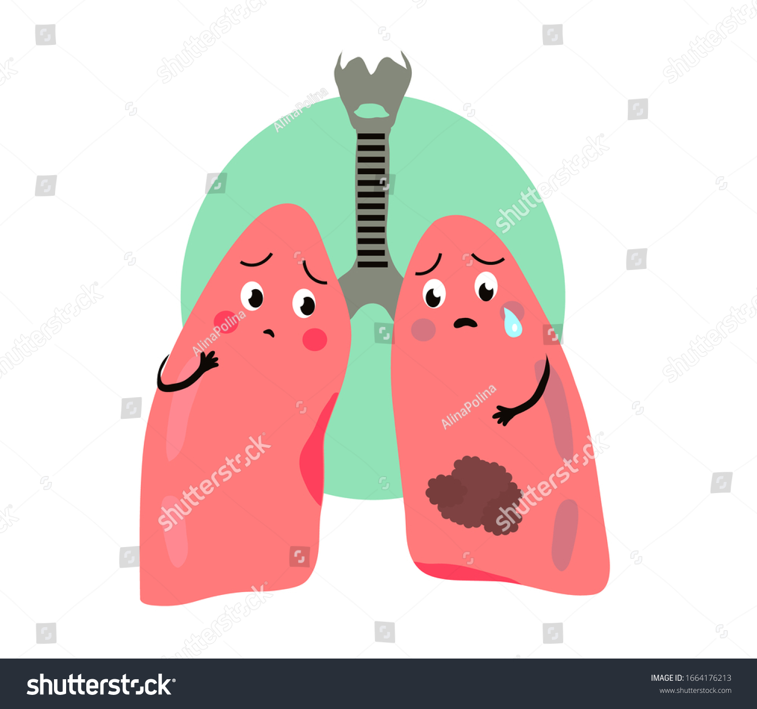 Sick Human Lungs On White Background Stock Vector (Royalty Free ...