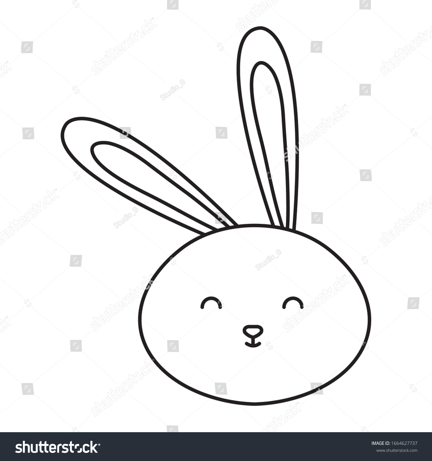 Head Cute Rabbit Animal Isolated Icon Stock Vector (Royalty Free ...