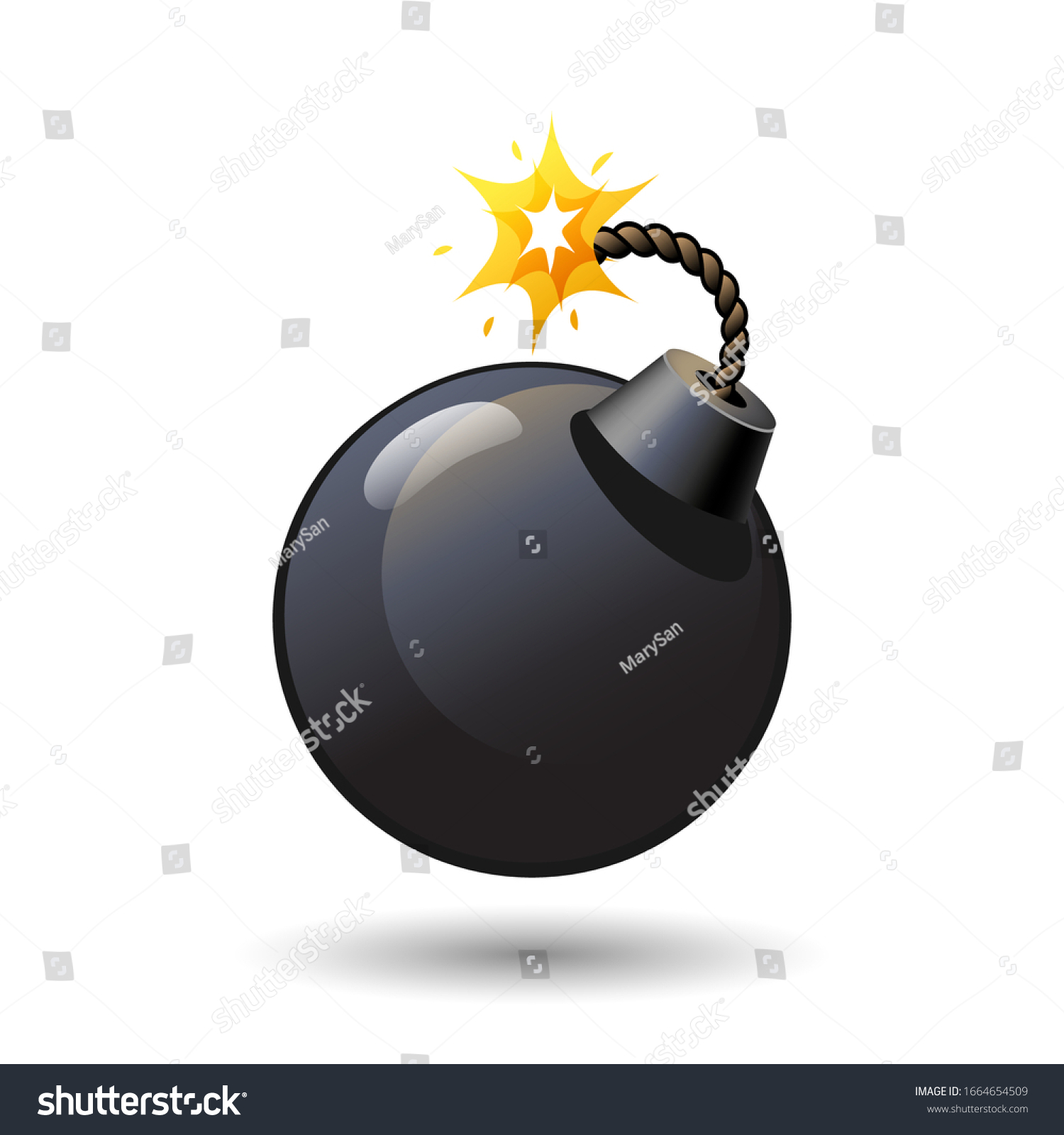 Black Round Bomb Burning Fuse Icon Stock Vector (Royalty Free ...