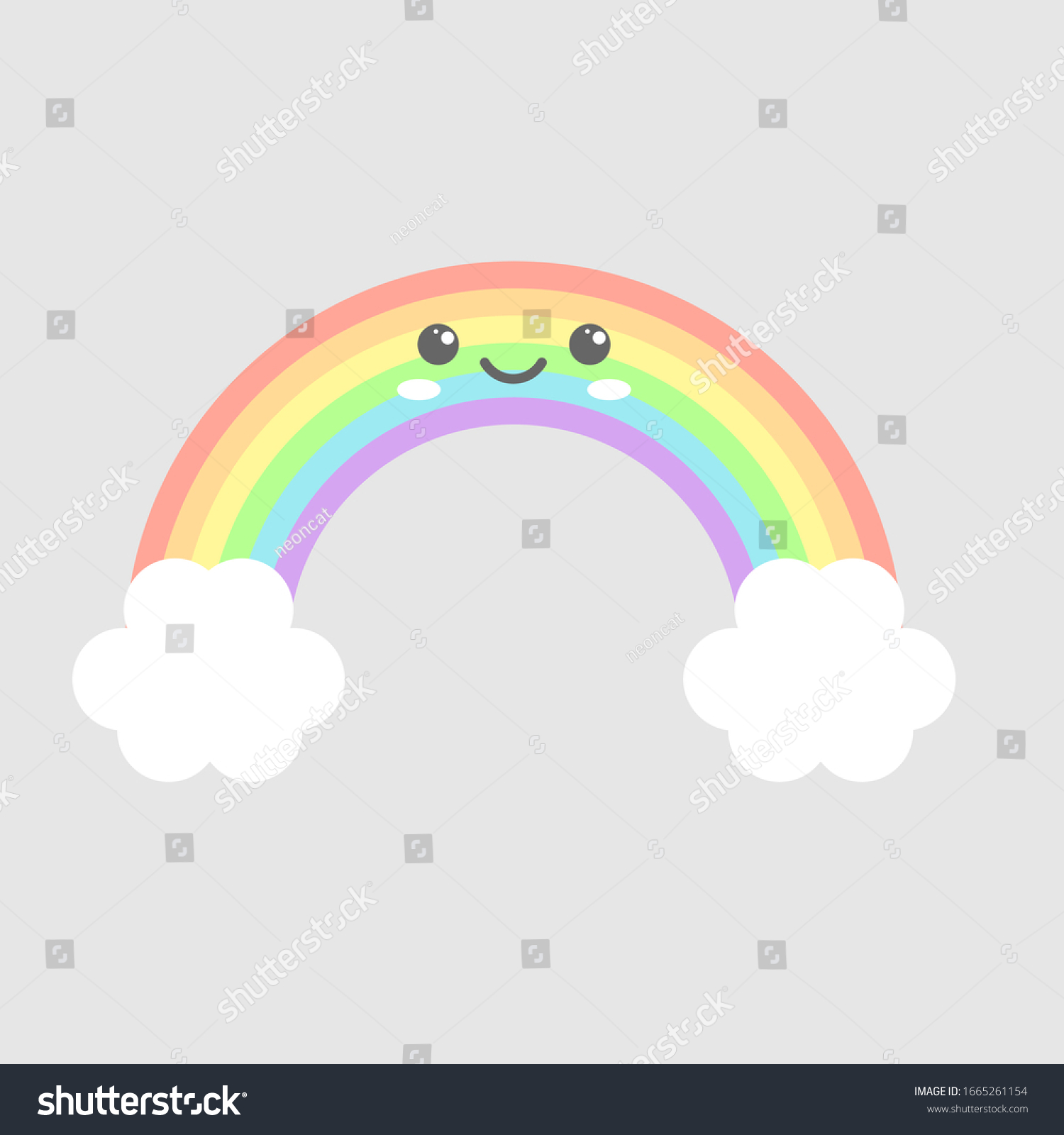 Rainbow Smiles Cute Cartoon Character Kawaii Stock Vector (Royalty Free ...