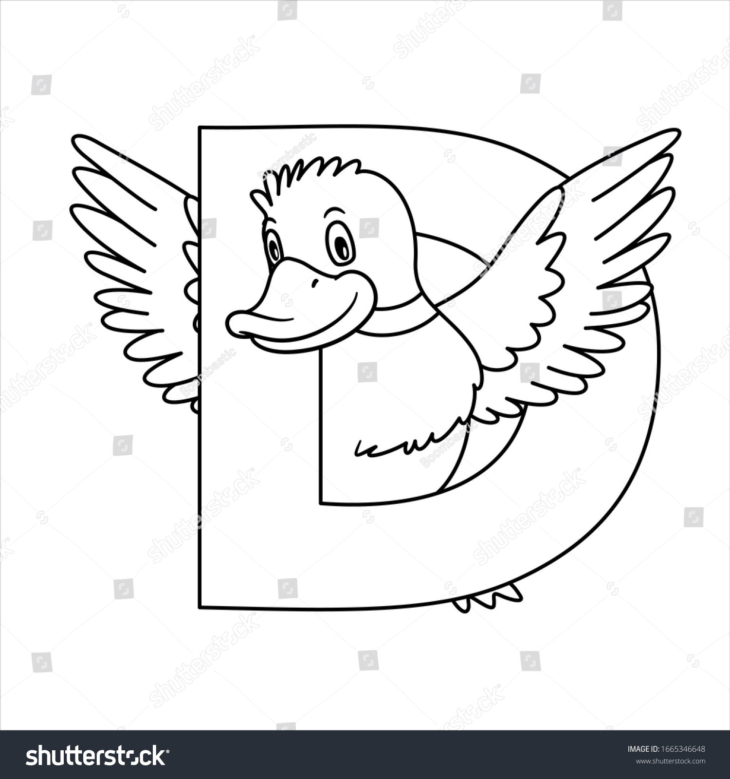 Animal Alphabet Capital Letter D Duck Stock Vector (Royalty Free ...