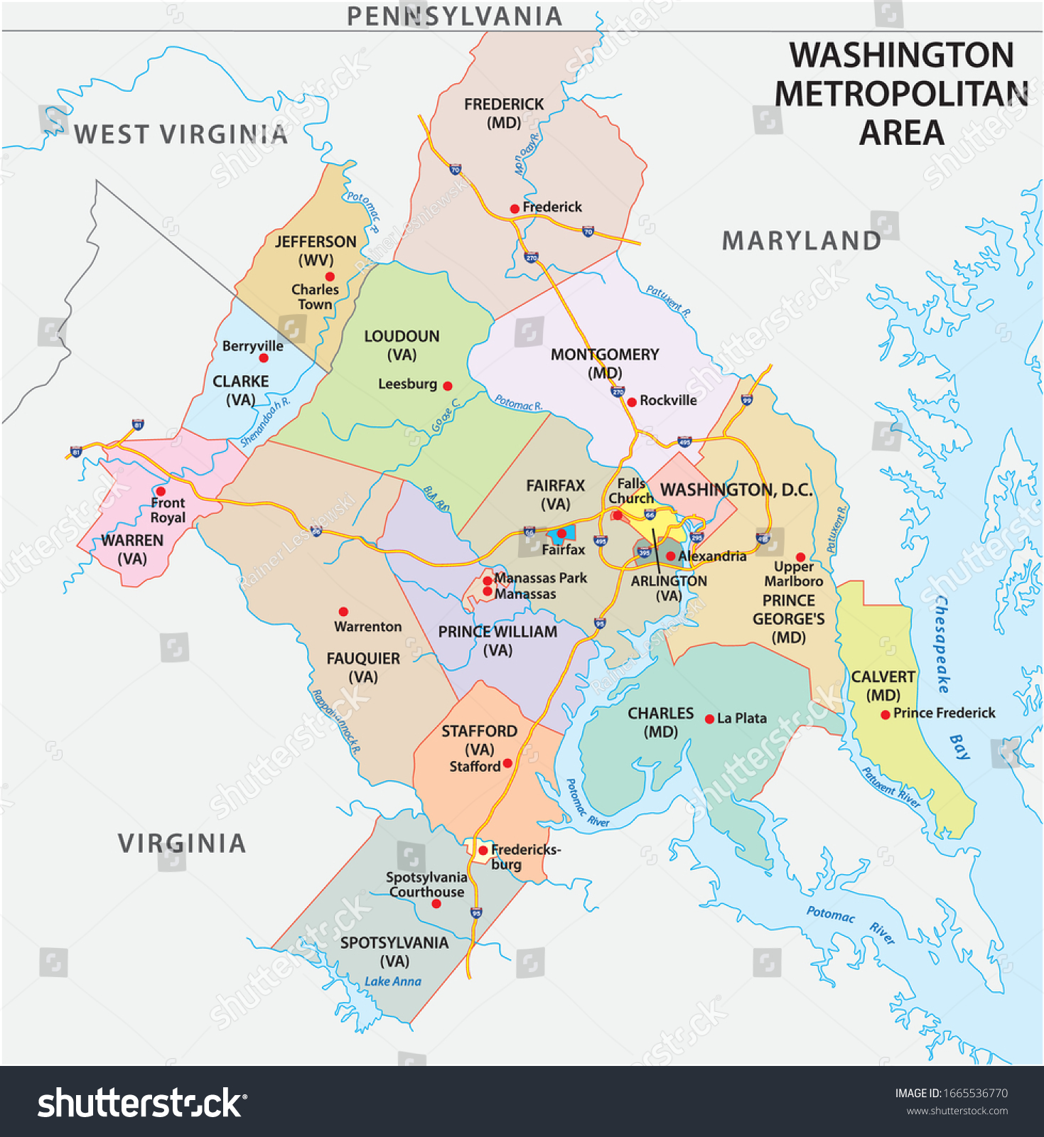 Map Washington Dc Metropolitan Area Metropolitan Stock Vector (royalty 