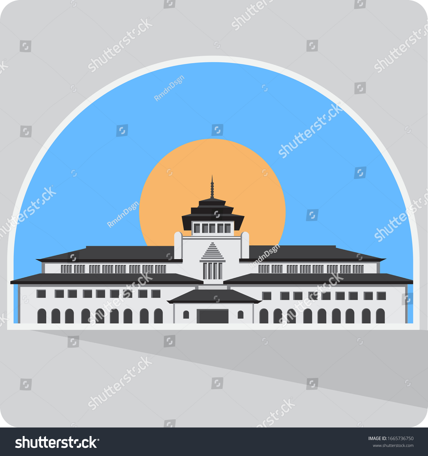 Gedung Sate Vector Illustration Icon Bandung Stock Vector Royalty Free 1665736750 Shutterstock 0608