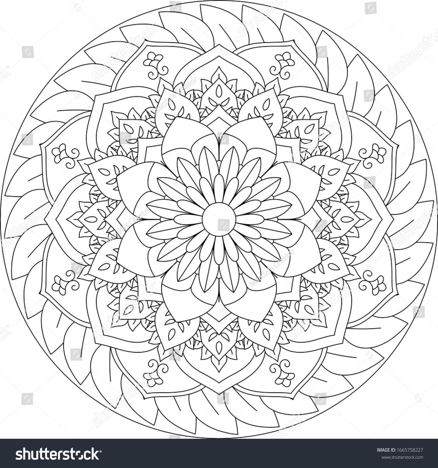 Circle Mandala Coloring Page Stock Vector (Royalty Free) 1665758227 ...