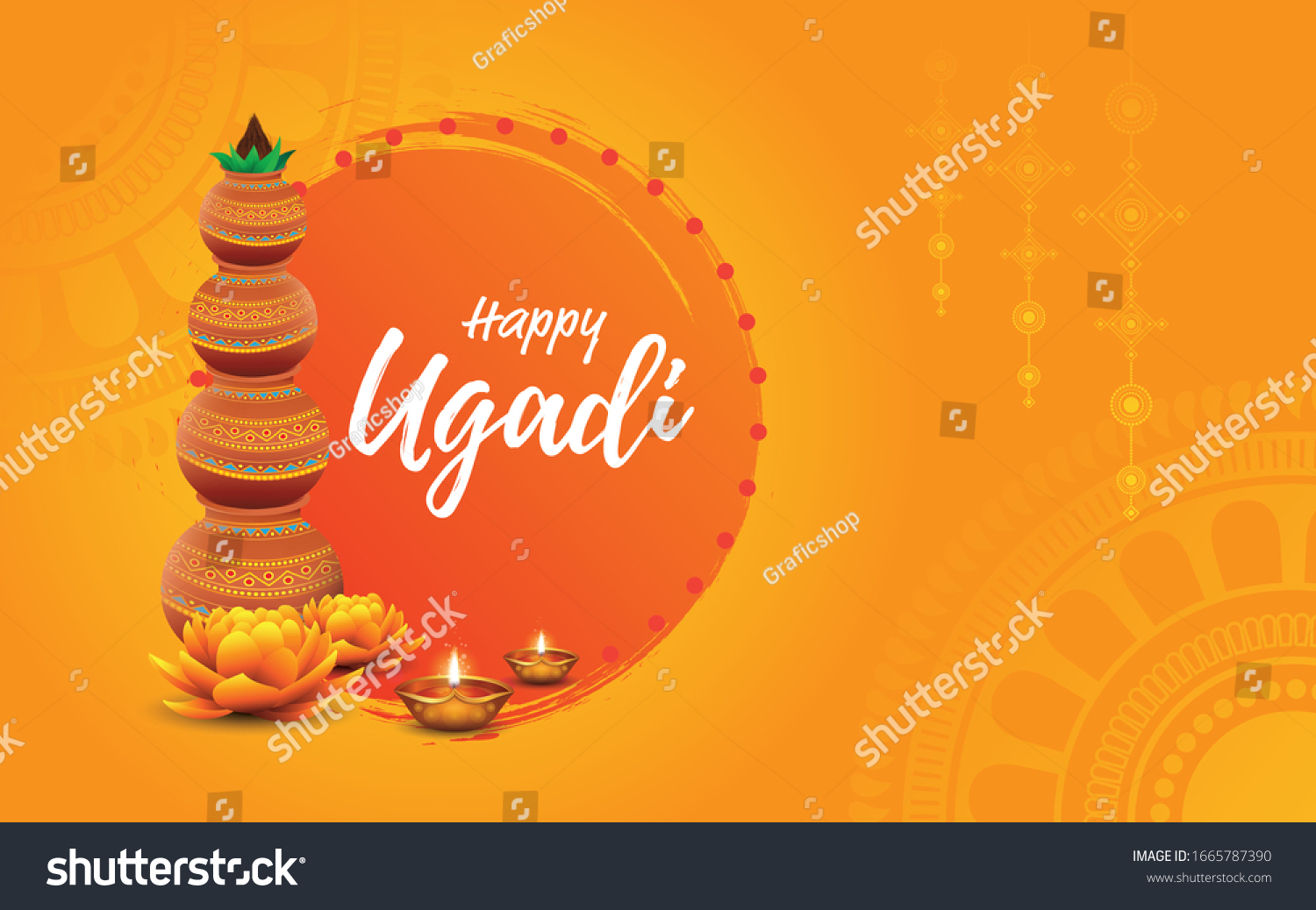 Happy Ugadi Festival Background Template Vector Stock Vector (Royalty ...