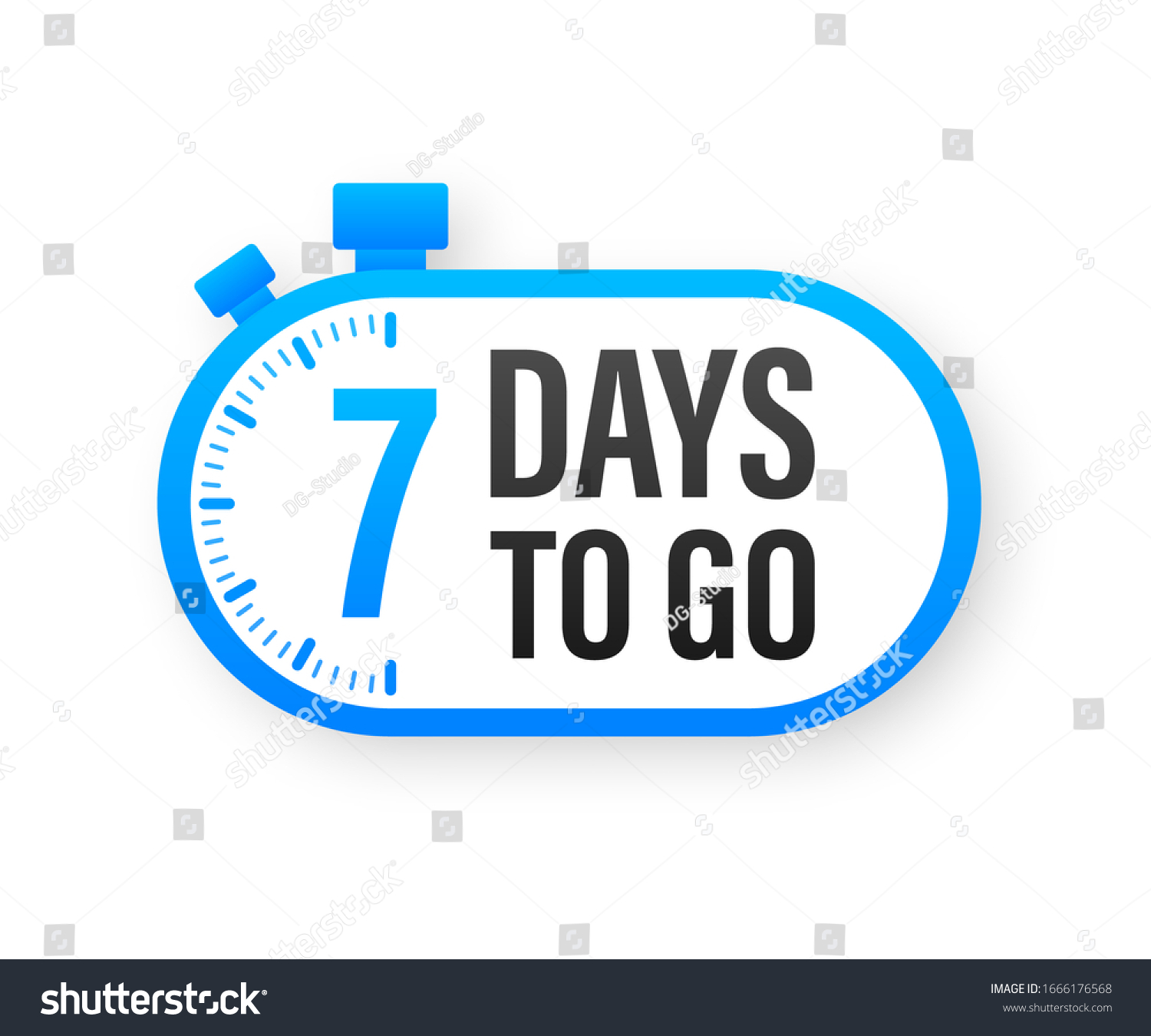 7 Days Go Countdown Timer Clock Stock Vector (Royalty Free) 1666176568 ...