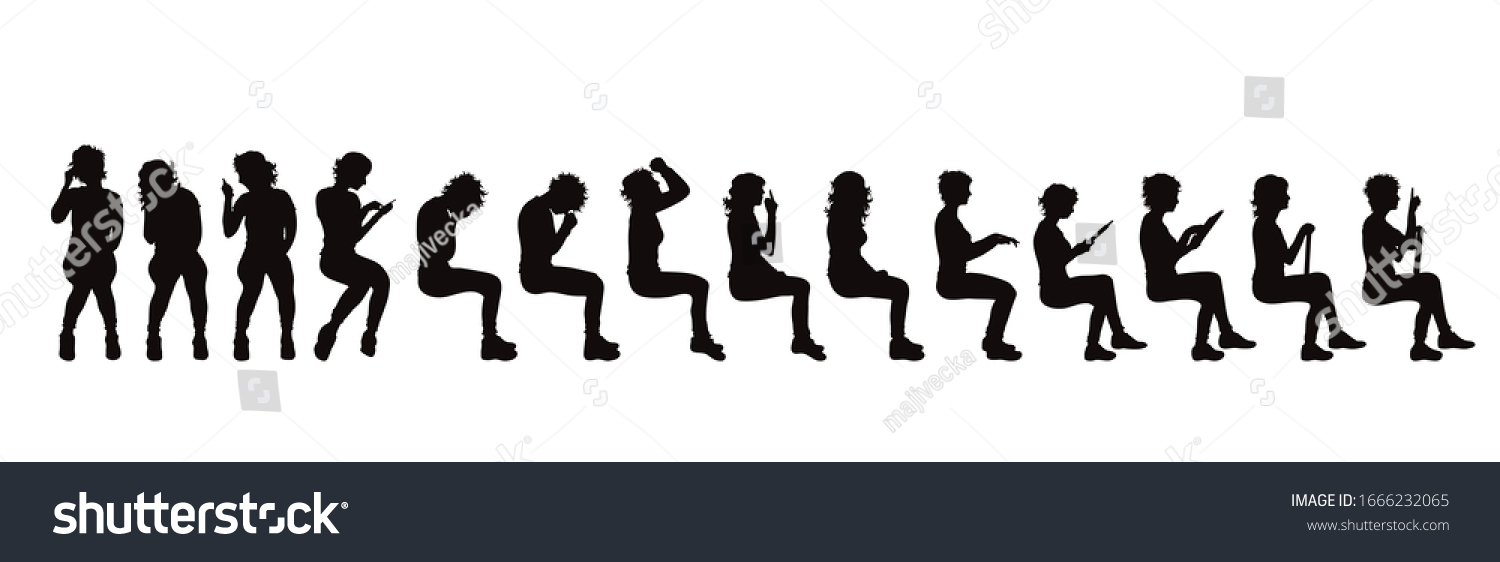 Vector Silhouette Collection Sitting Women On Stock Vector Royalty Free 1666232065 Shutterstock 