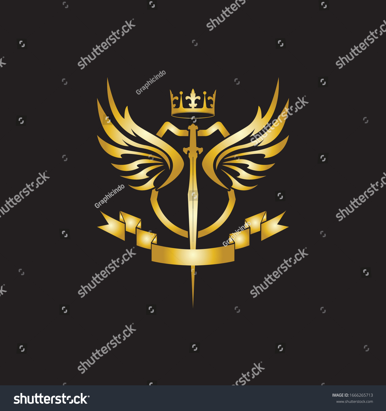 Heraldic Composition Crown Swords Wings Shield Stock Vector (Royalty ...