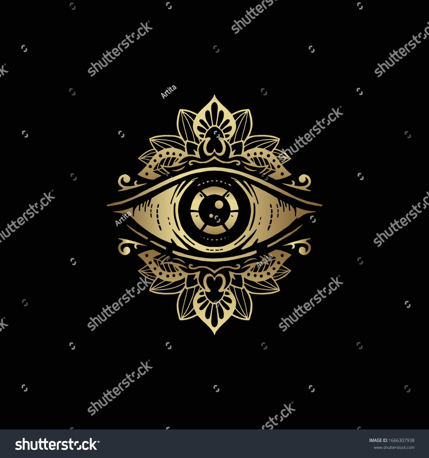 All Seeing Eye Symbol Golden Floral Stock Vector (Royalty Free ...