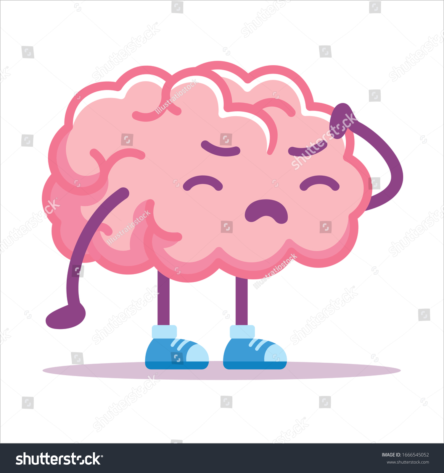 Vector Cute Cartoon Brain Headache Isolated Stock Vector (Royalty Free ...