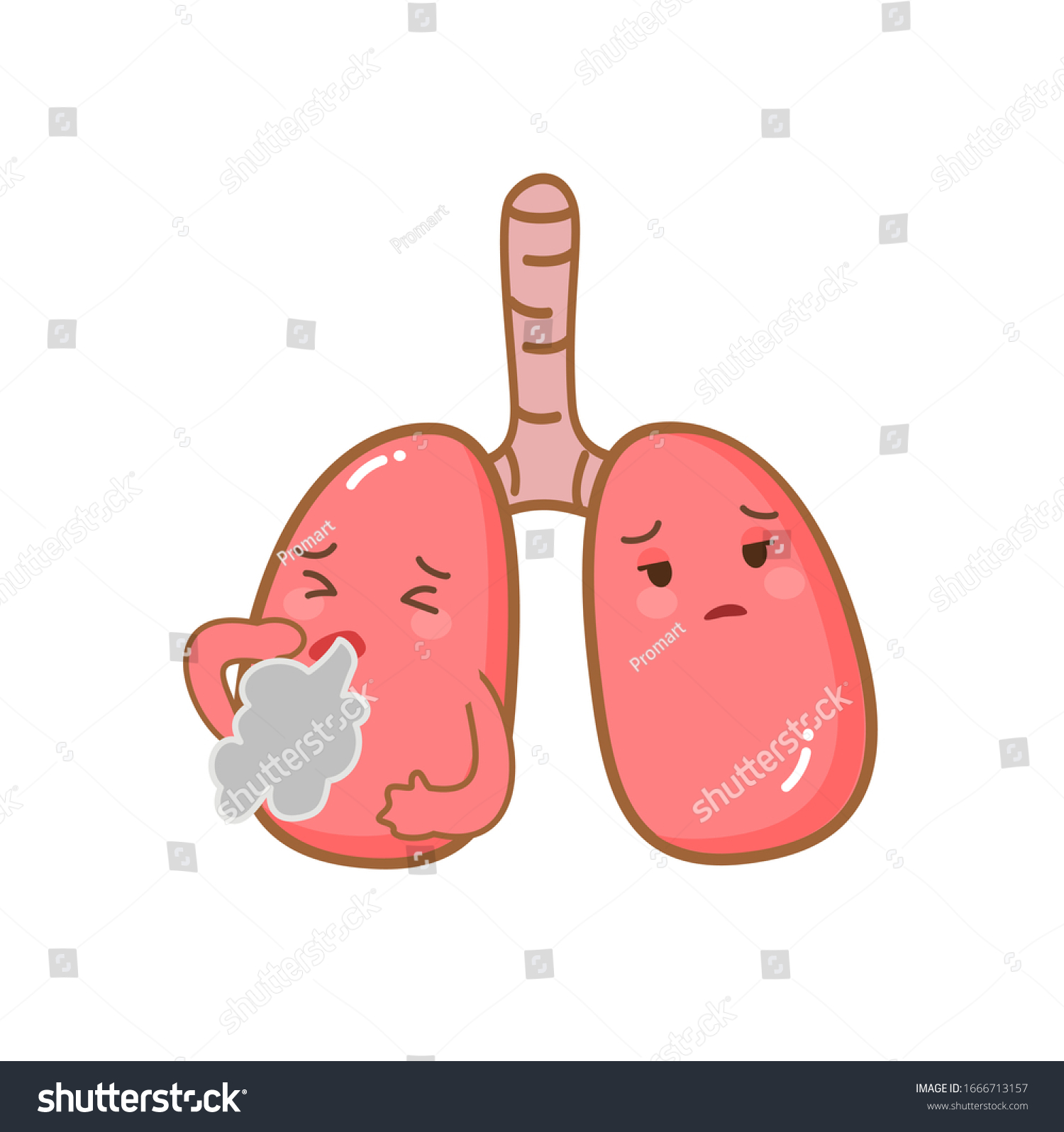 Cartoon Cute Lung Character Vector Stock Vector (Royalty Free ...