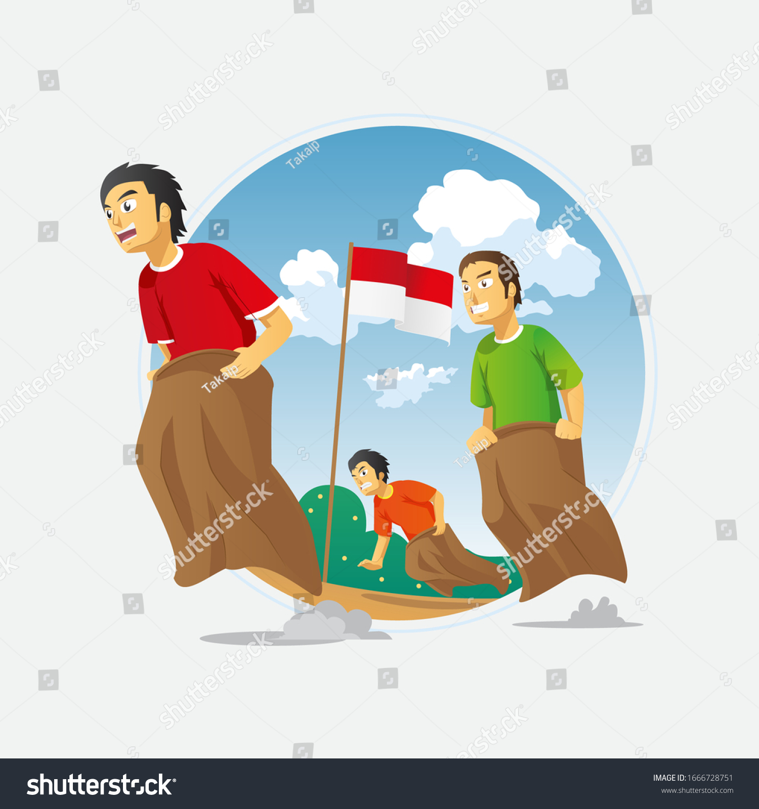 Lomba Balap Karung 17 Agustus Translate Stock Vector (Royalty Free ...