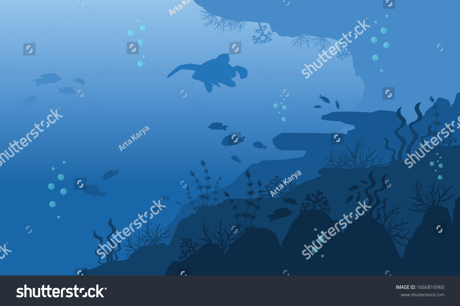 Underwater Coral Reef Background Many Illustration Stock Vector ...