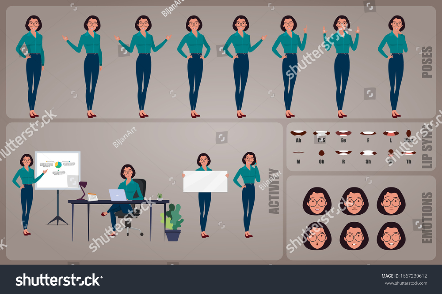 Business Woman Office Worker Character Set Stock Vector Royalty Free Shutterstock