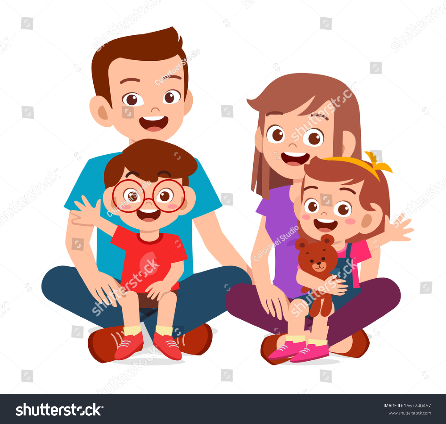 Happy Cute Family Mom Dad Son Stock Vector (Royalty Free) 1667240467 ...