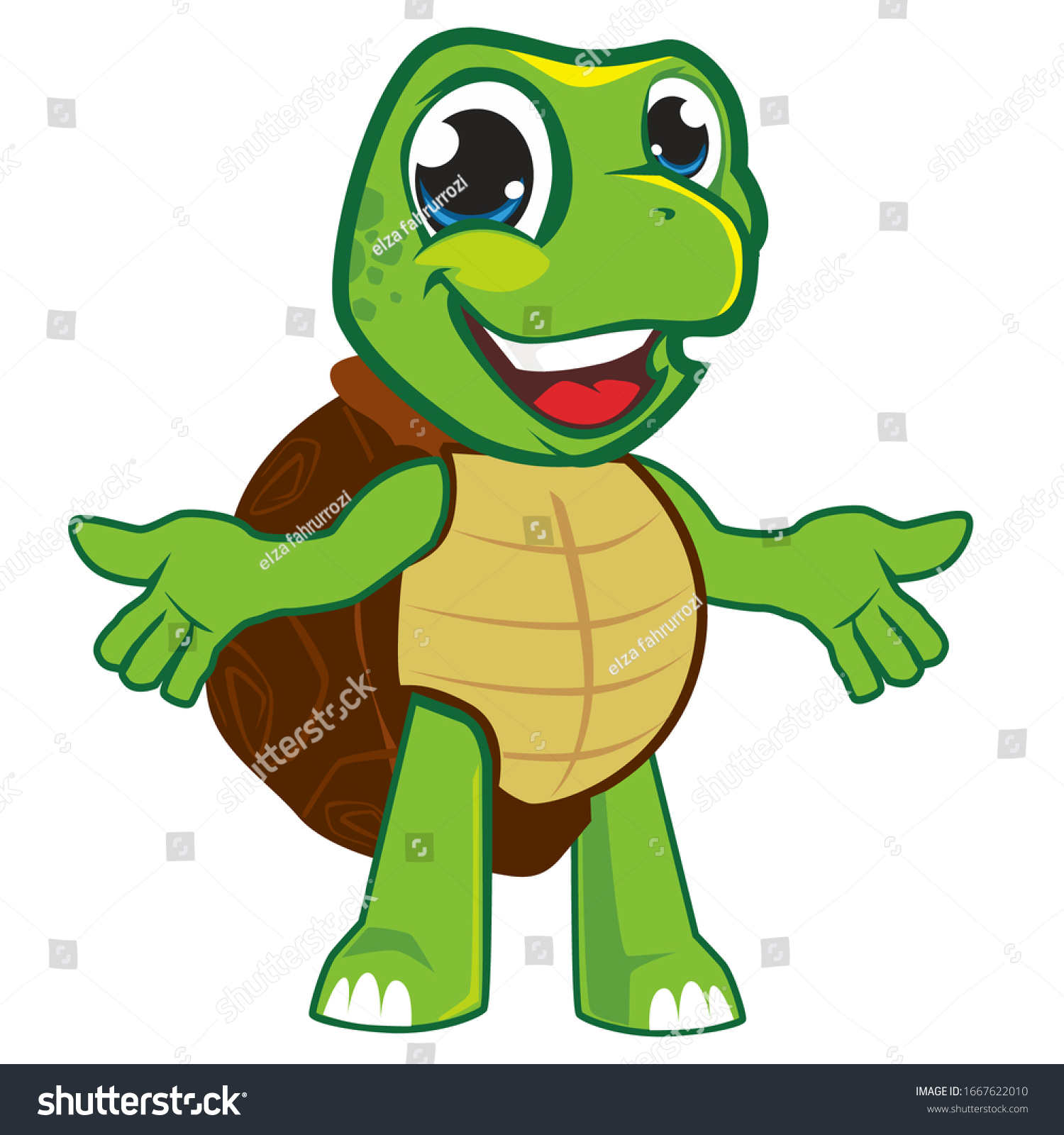 Turtle Green Cartoon Mascot Vector 2 Stock Vector (Royalty Free ...