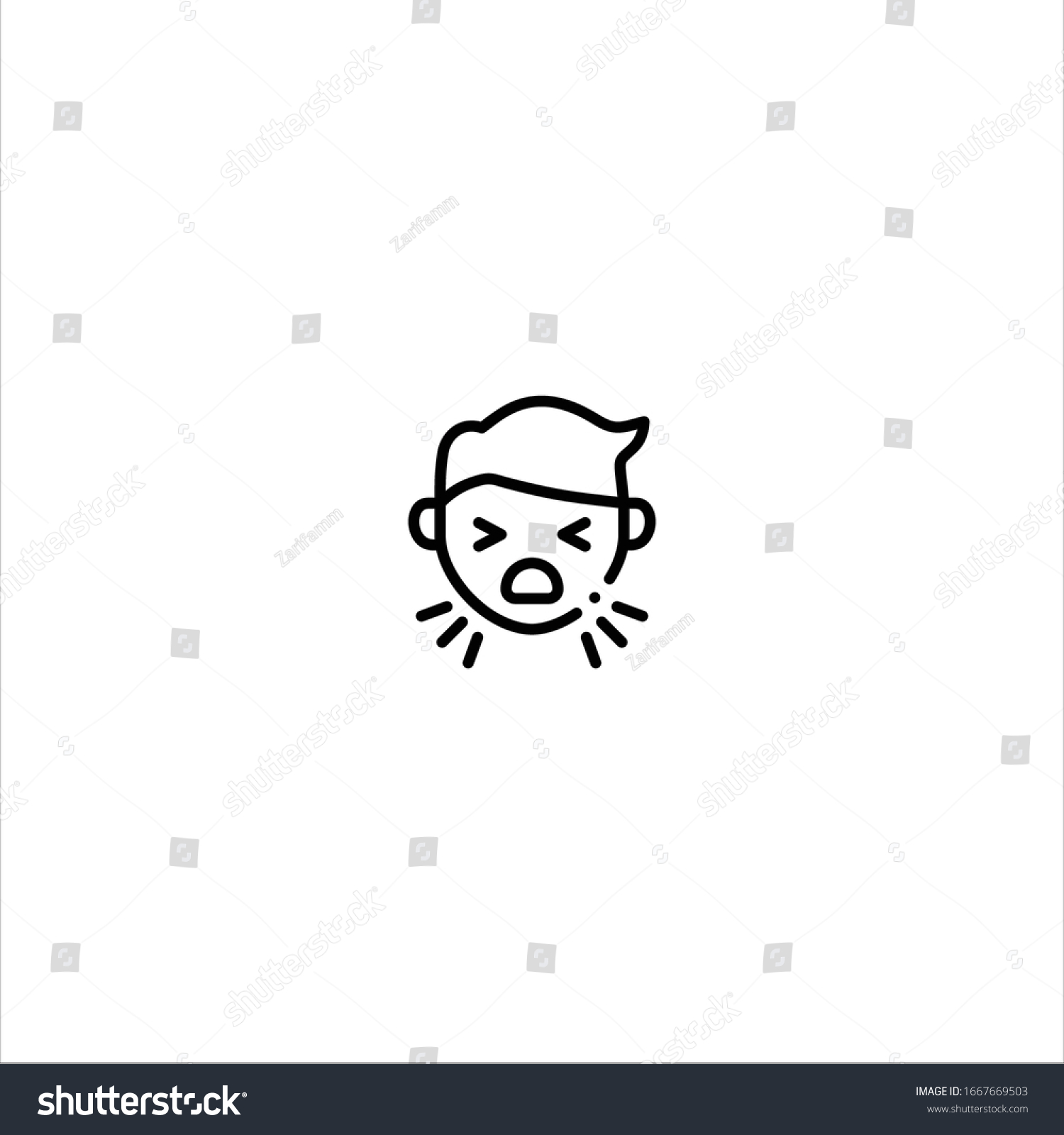 Sick Man Cough Outline Icon Illustration Stock Vector (Royalty Free ...