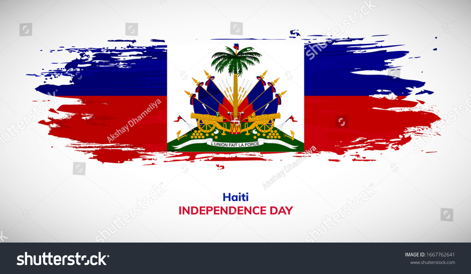 Happy Independence Day Haiti Brush Flag Stock Vector (Royalty Free