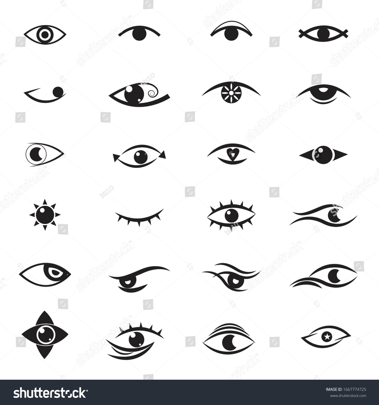 Vector Eye Drawings On White Background Stock Vector (Royalty Free ...
