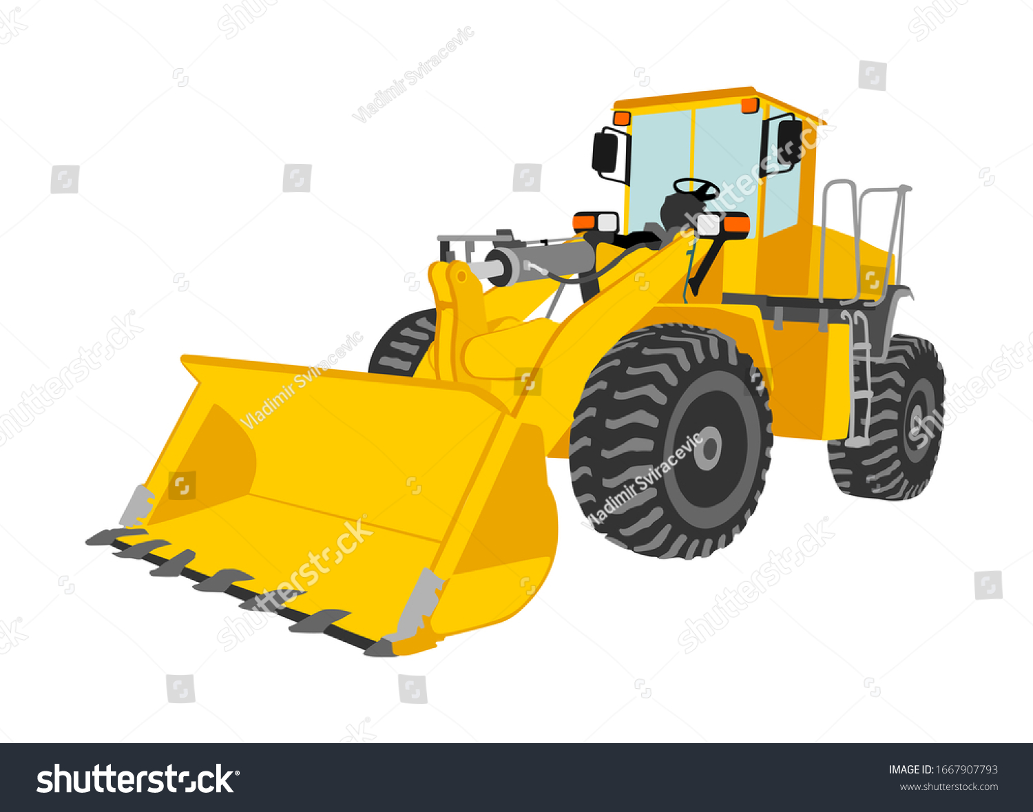 Big Bulldozer Wheel Loader Vector Isolated Stock Vector (Royalty Free ...