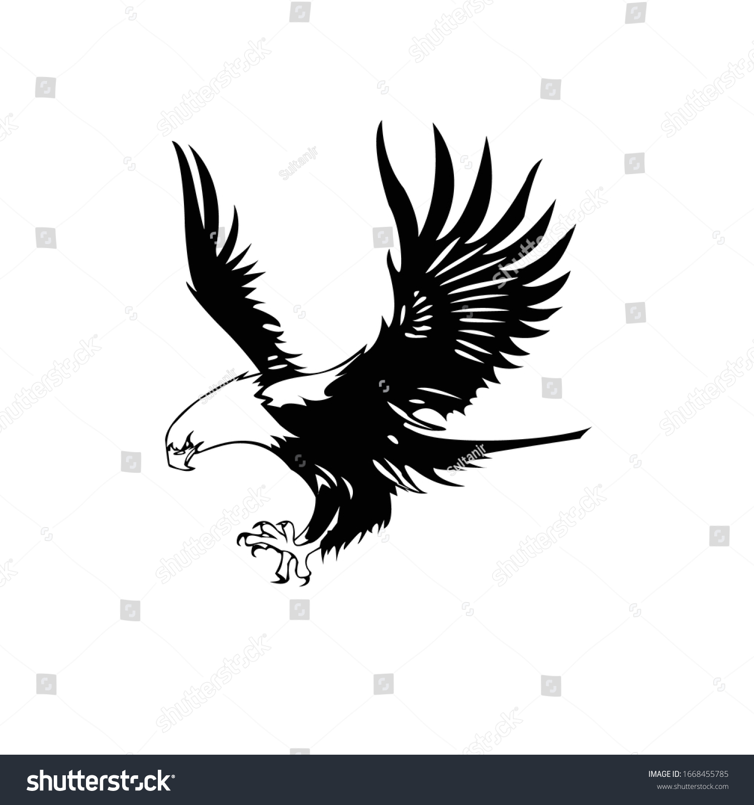 Black White Eagle Vector Eps 10 Stock Vector (Royalty Free) 1668455785 ...