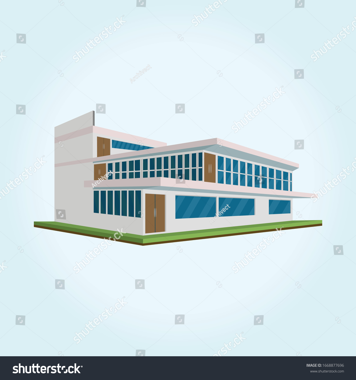 Houses Modern Building Architecture Ground Vector Stock Vector (Royalty ...