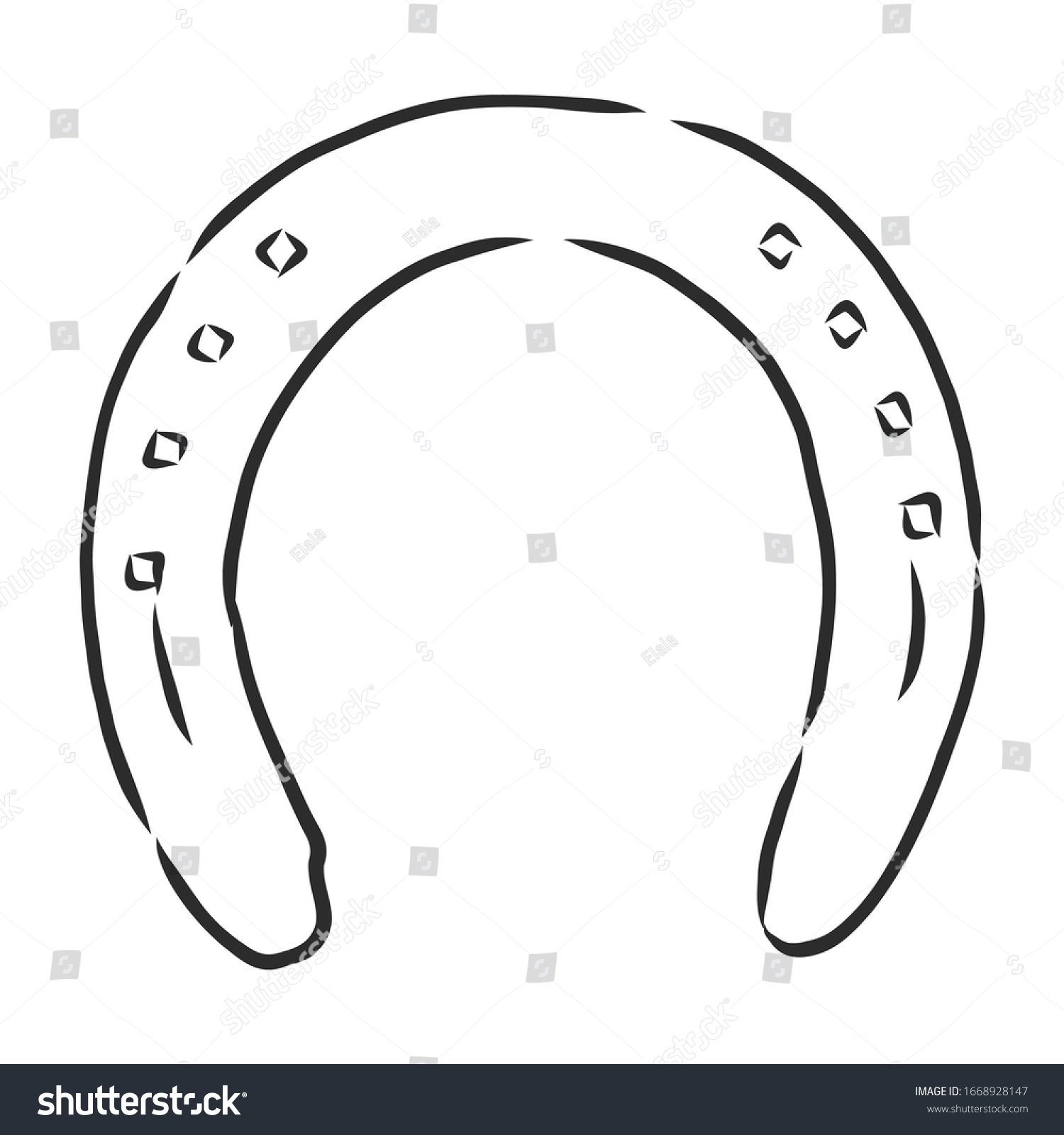 Horseshoe Realistic Vector Sketch Illustration Stock Vector (Royalty