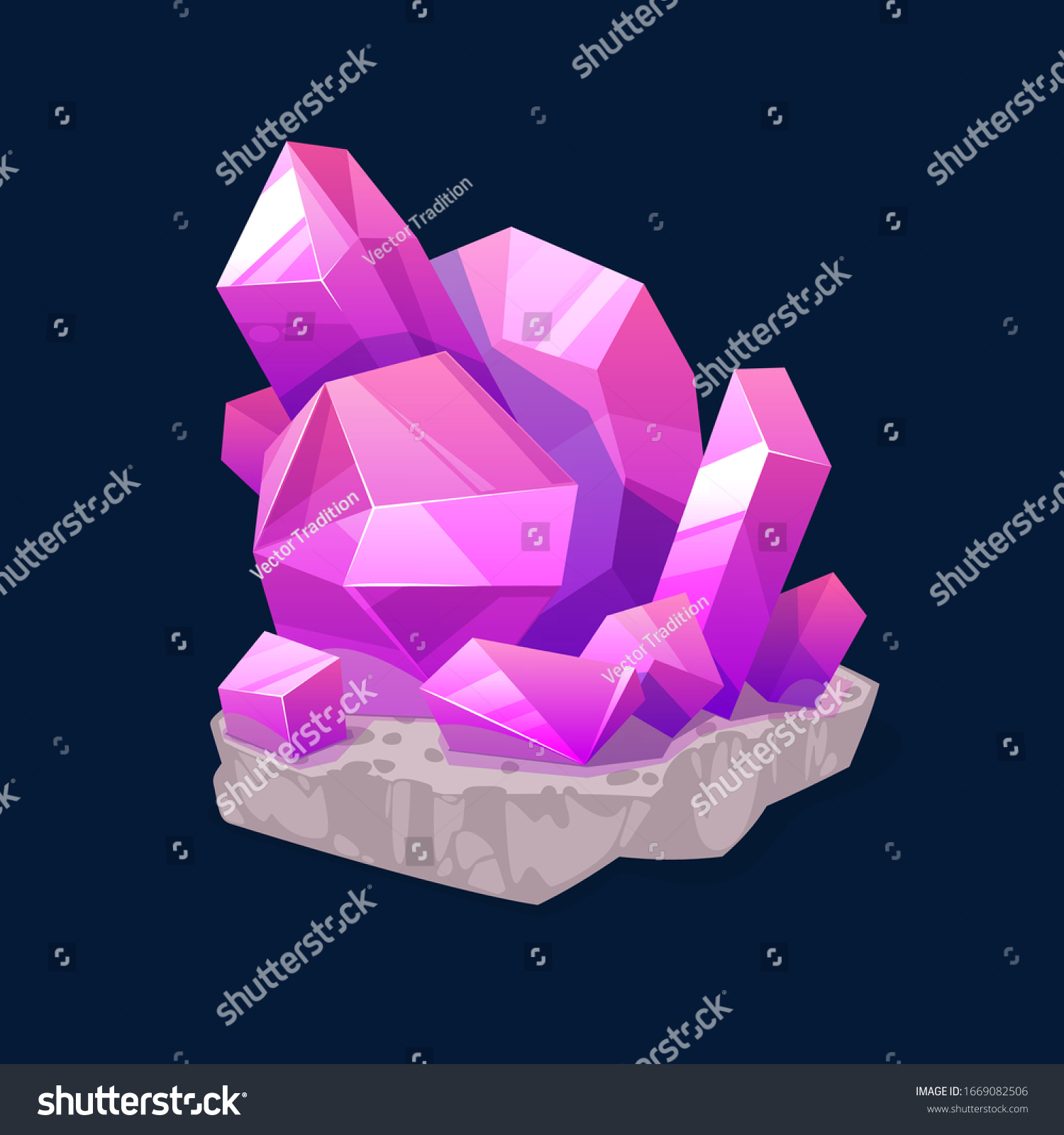 Pink Crystal Rock Gem Isolated Purple Stock Vector (Royalty Free ...