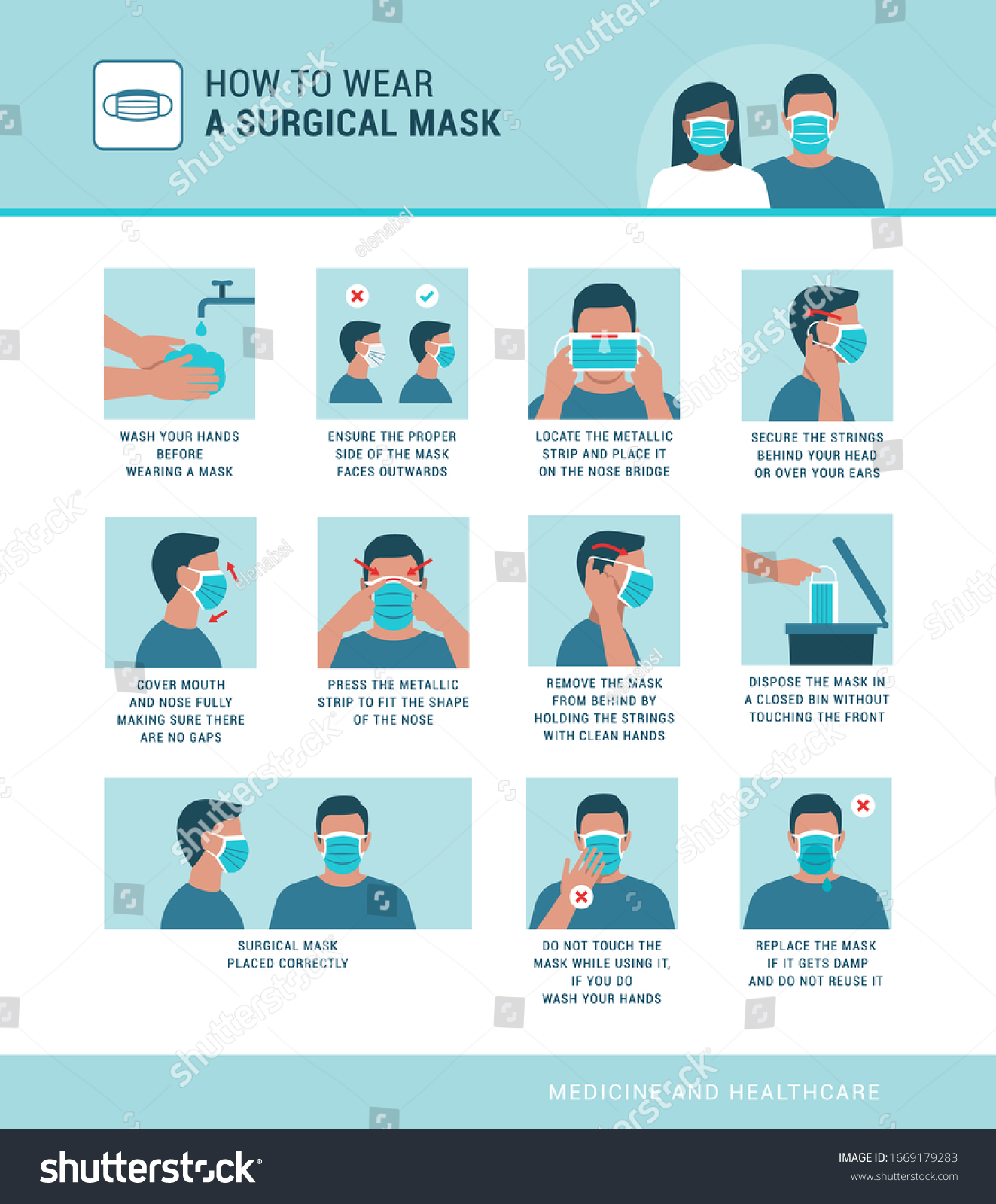 How Wear Surgical Mask Properly Virus Stock Vector (Royalty Free ...