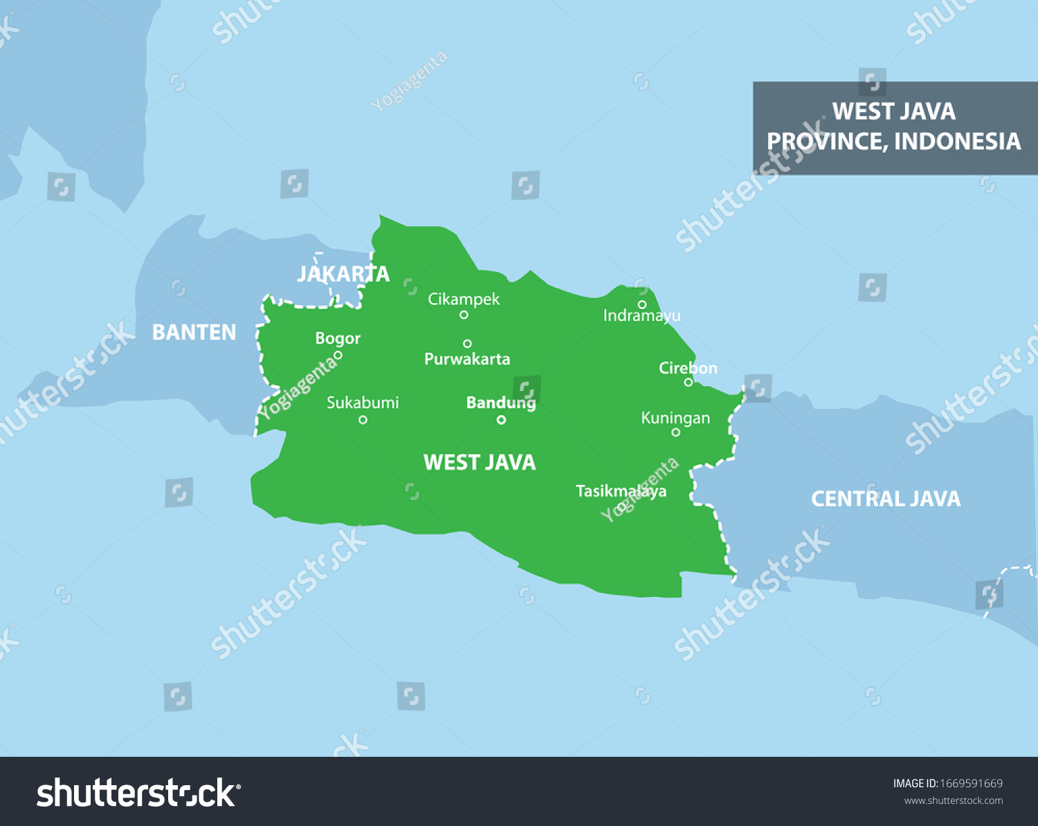 West Java Map Province Indonesia Country Stock Vector (Royalty Free ...