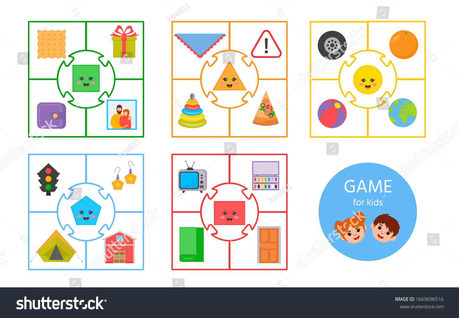 Educational Worksheet Kids Game Kids Match Stock Vector (Royalty Free ...