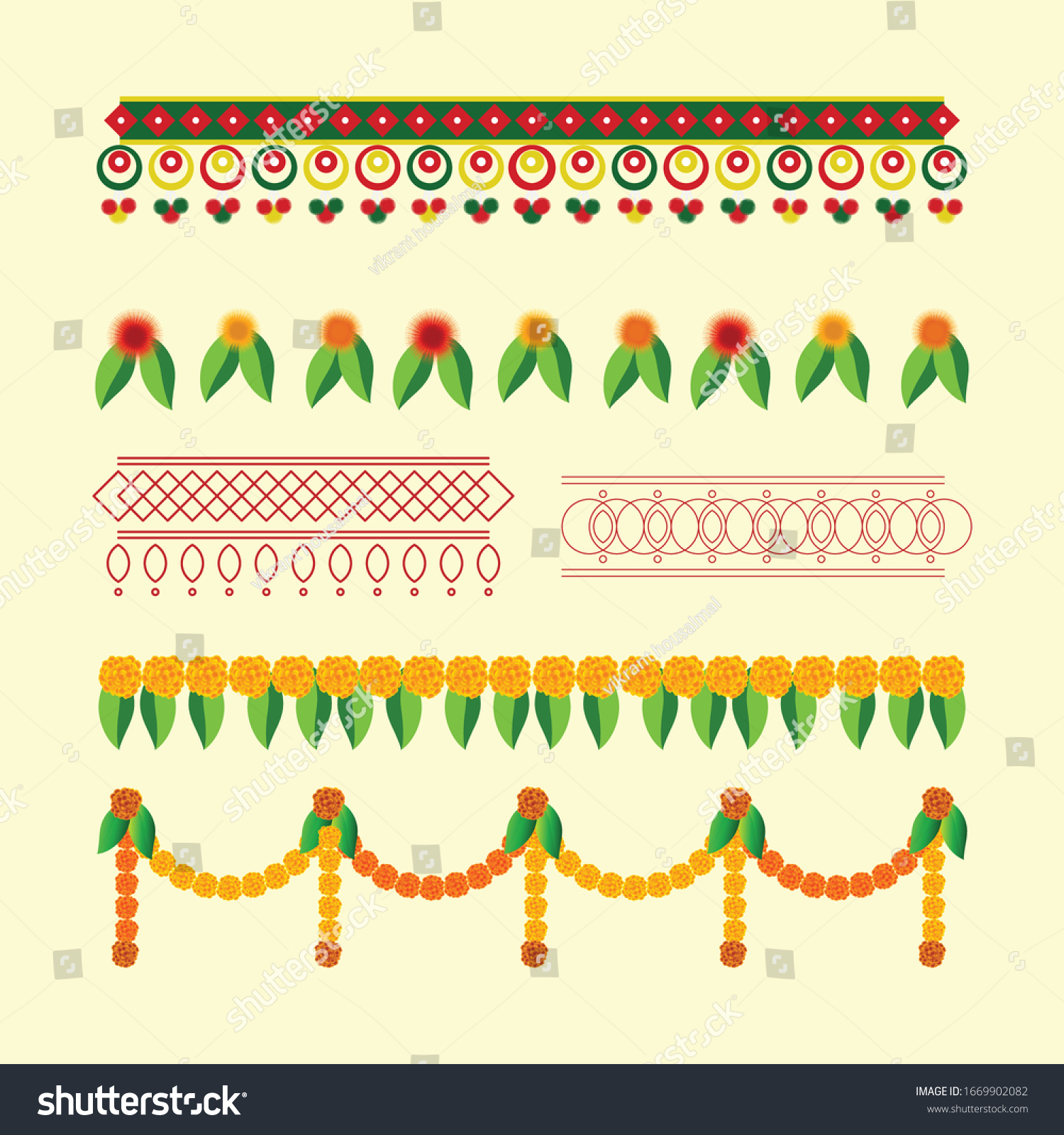 Vektor Stok Decorative Vector Toran Designs Vector Border (Tanpa ...