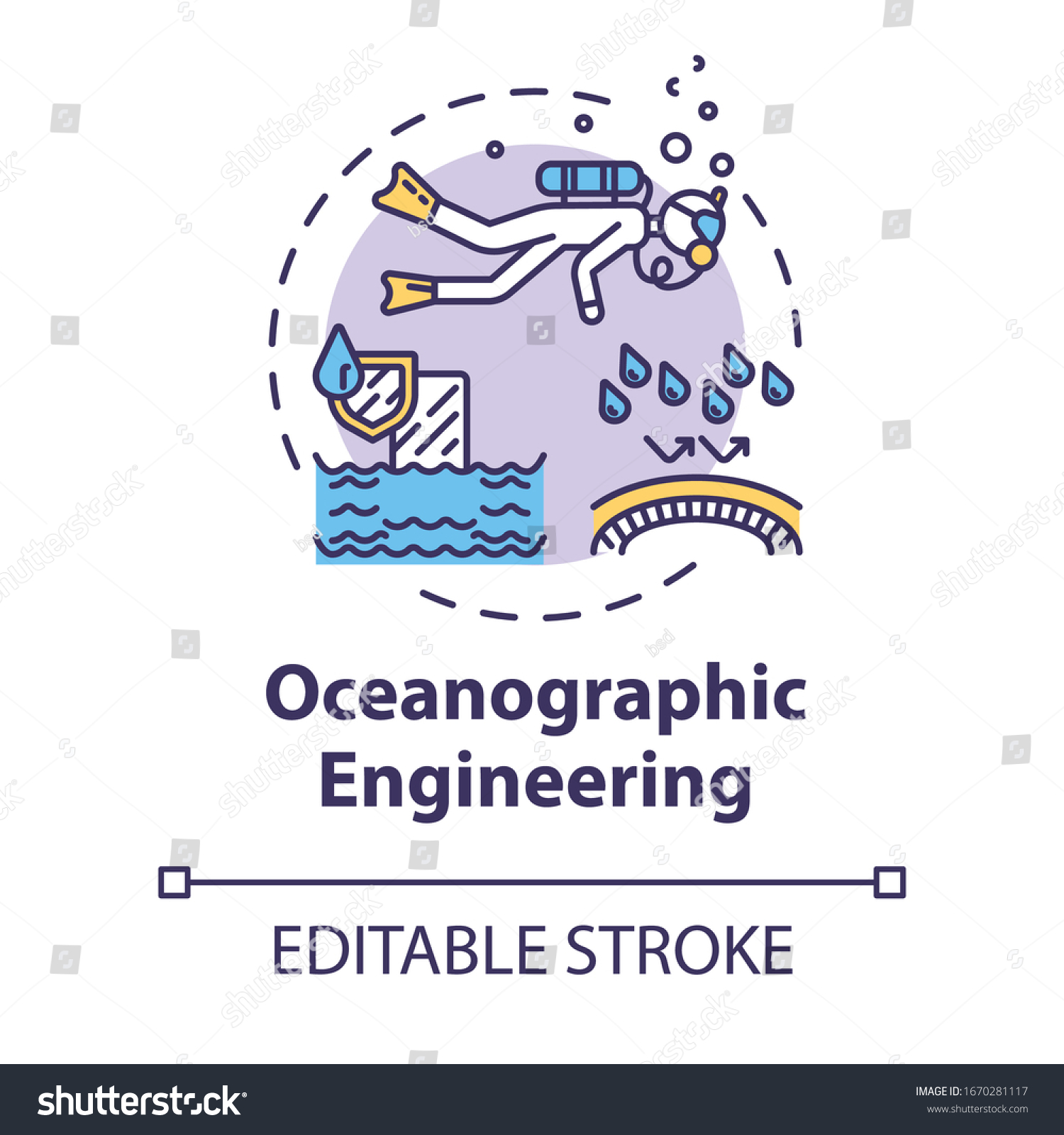 Oceanographic Engineering Concept Icon Exploring Underwater Stock ...