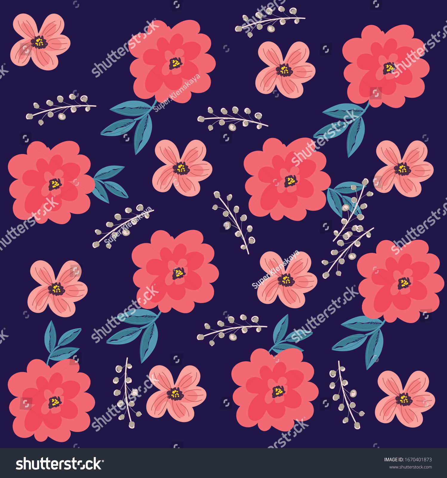 Vector Blue Pink Flowers Background Stock Vector Royalty Free 1670401873 Shutterstock 