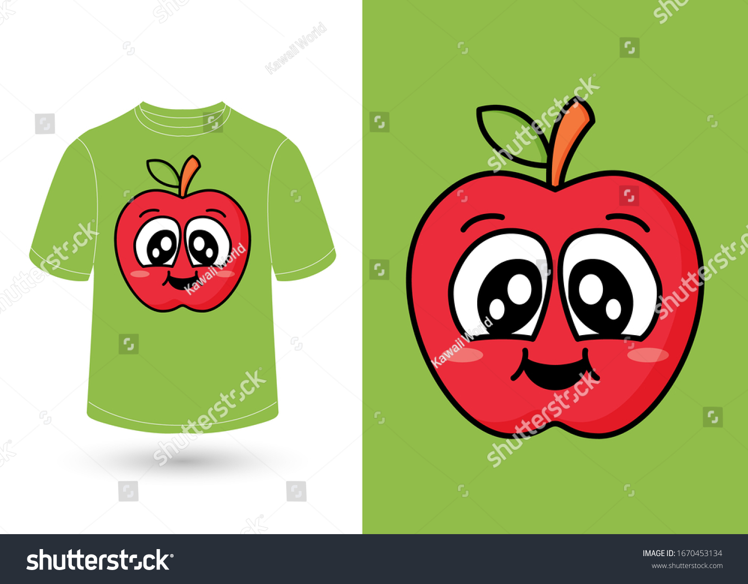 Cute Apple Vector Tshirt Design Stock Vector (Royalty Free) 1670453134 ...