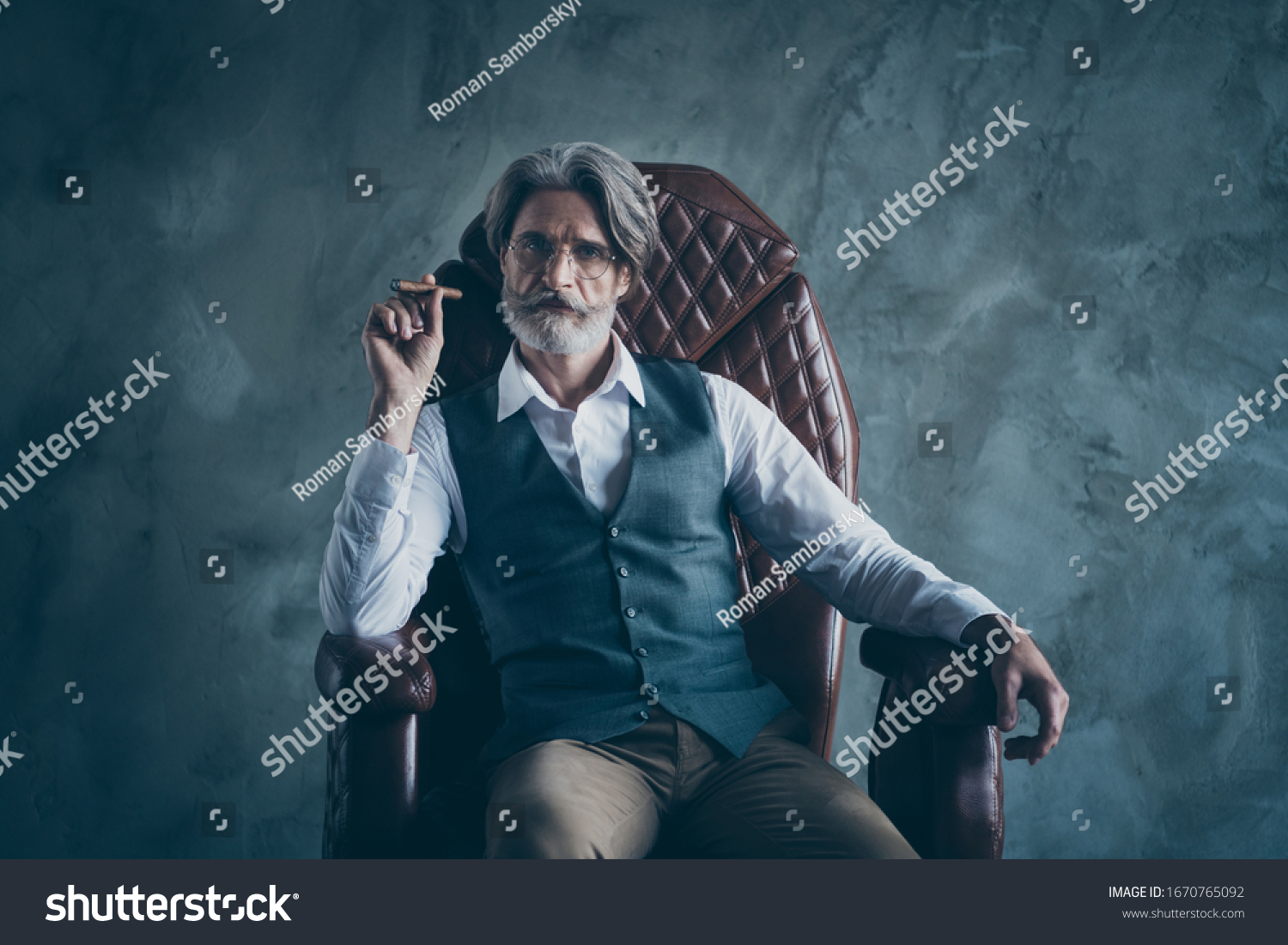 Portrait Charismatic Elegant Old Man Boss Stock Photo 1670765092 ...