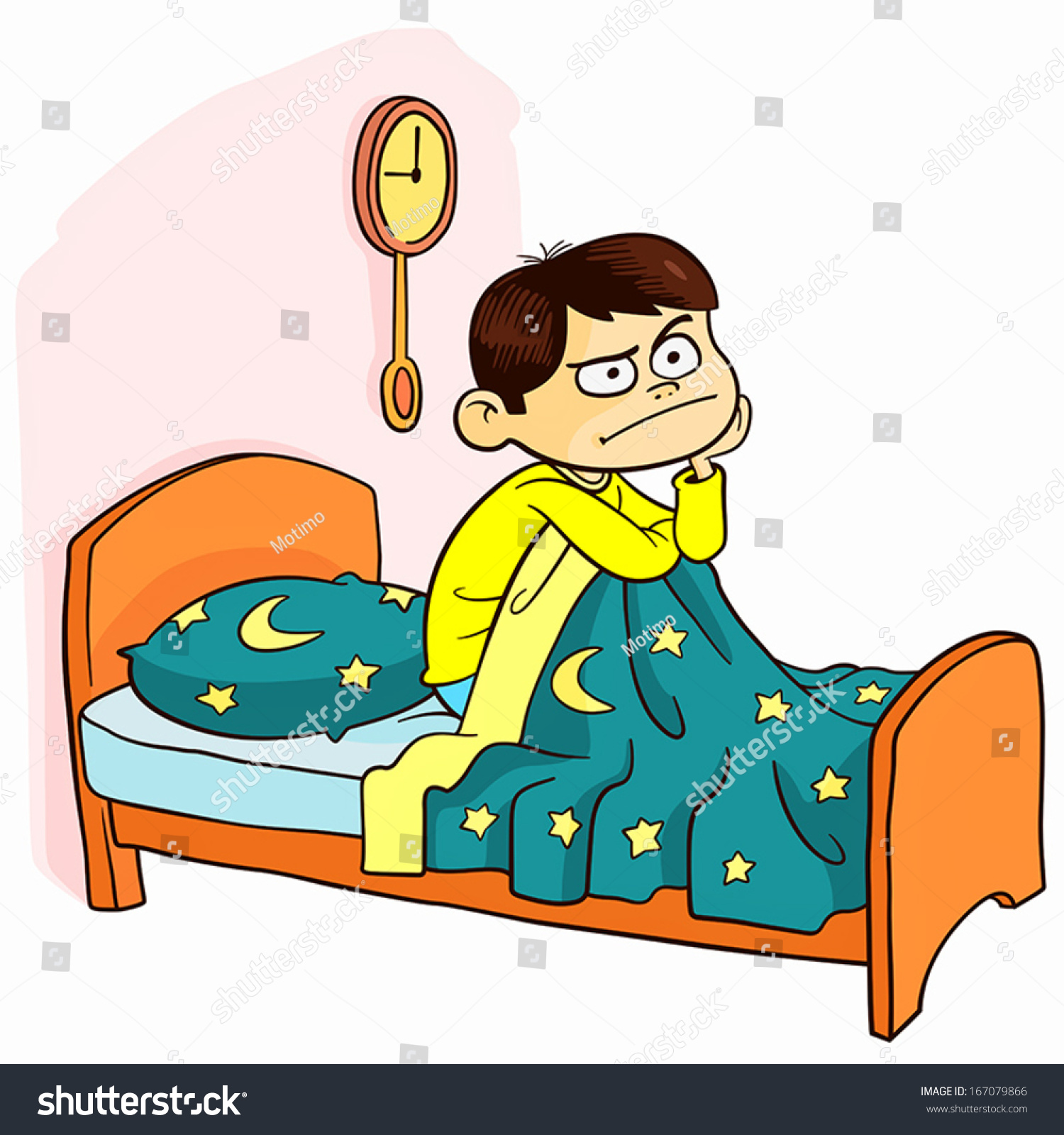 Little Boy Laying Bed Cant Fall Stock Vector Royalty Free 167079866 Shutterstock 4830