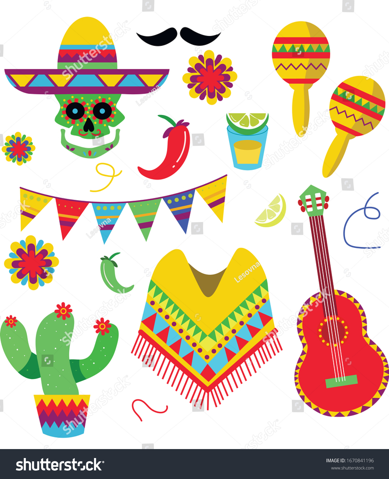 Mexican Fiesta Set Mexican Symbols Stock Vector (Royalty Free ...