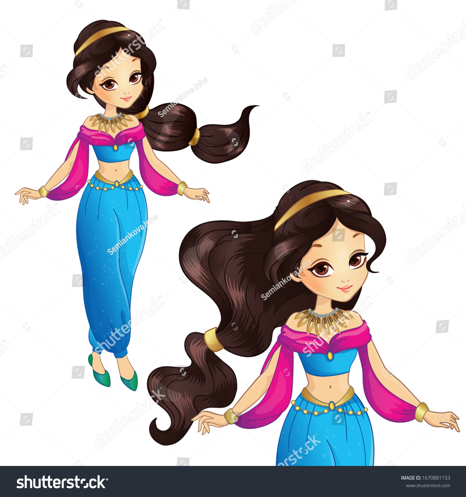 Vector Illustration Beautiful Arabian Princess Fairy Stock Vector ...