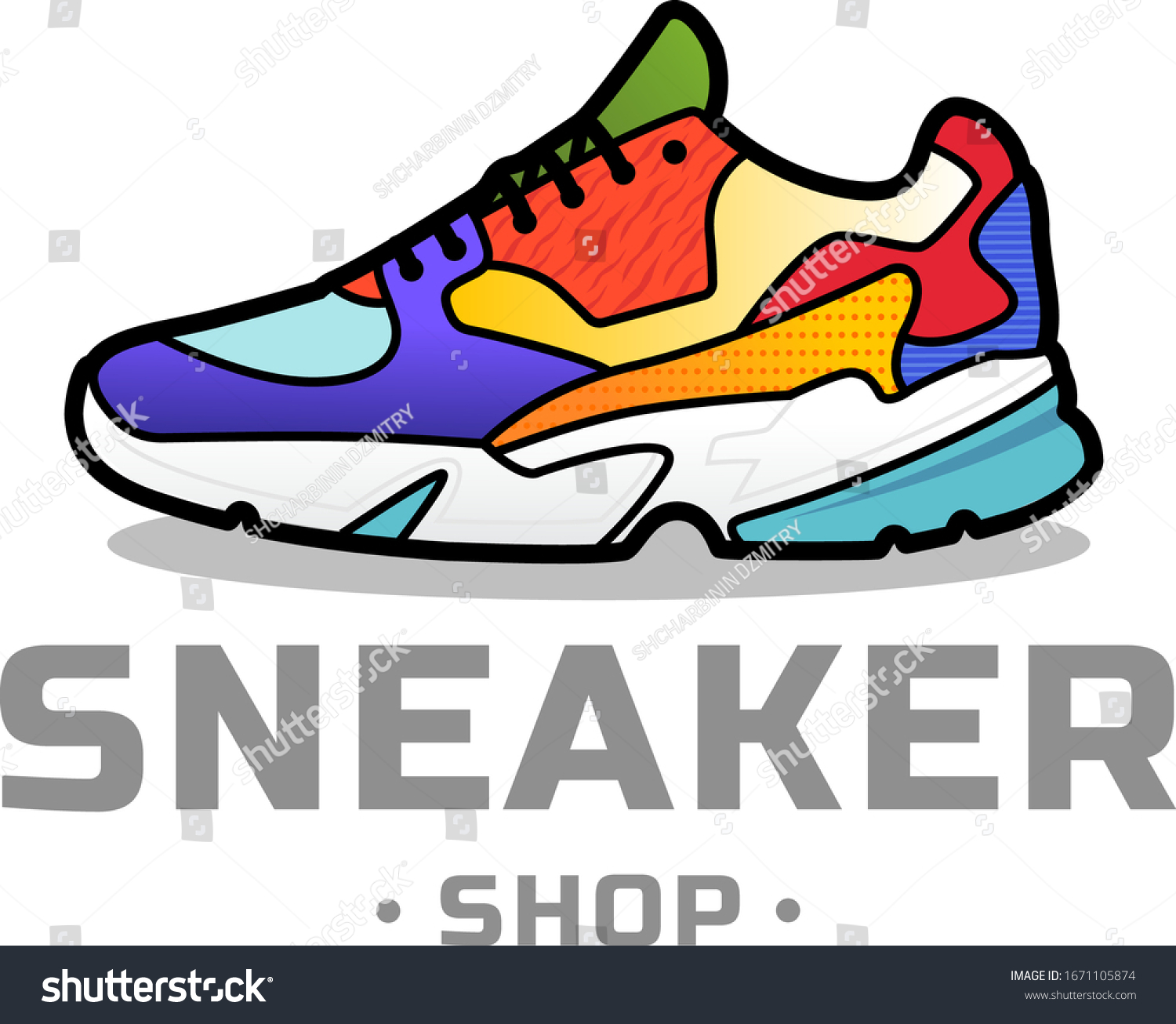 Sneakers Shop Logo Designshoes Signtrendy Sneakersvector Stock Vector ...