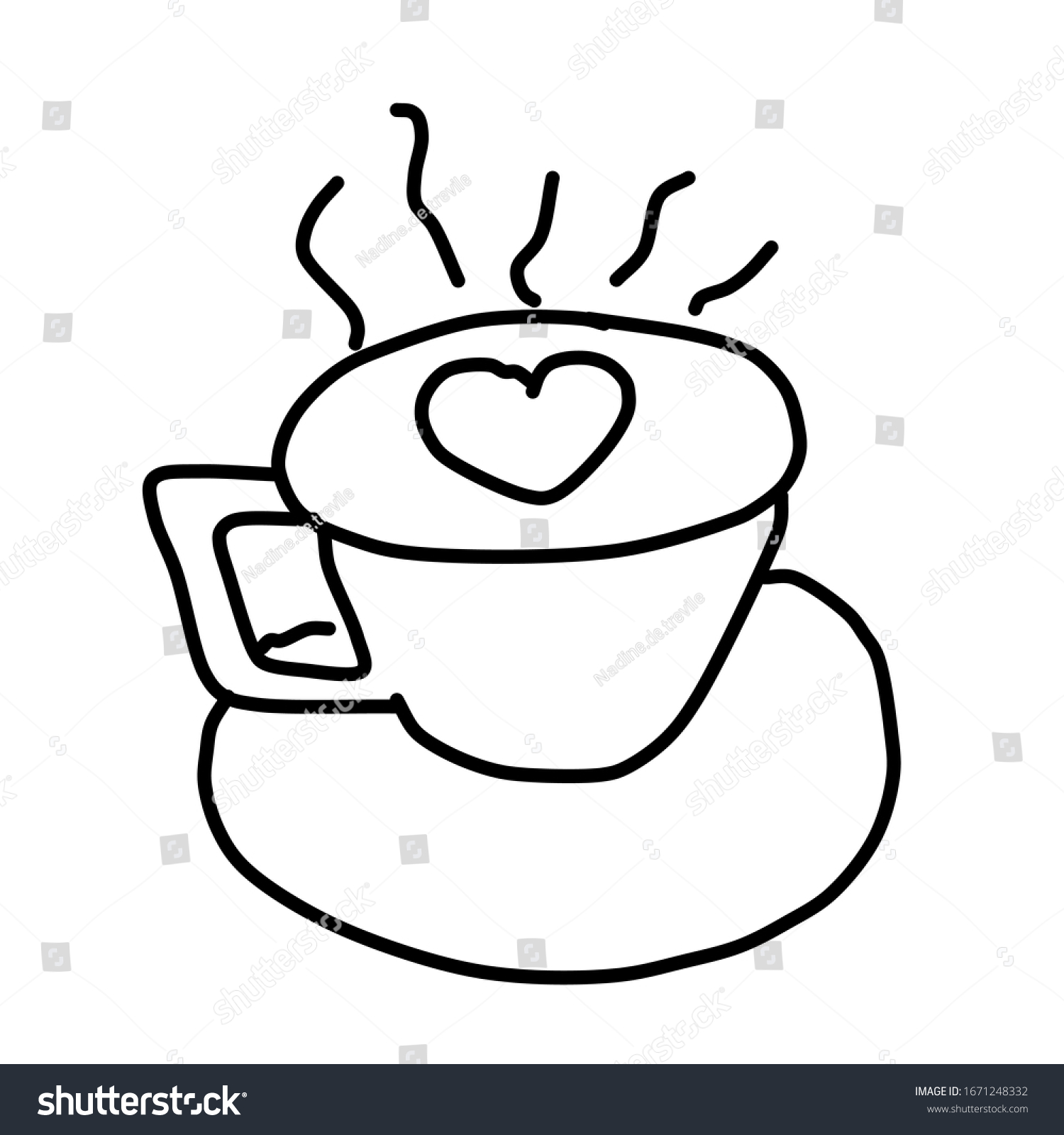 Single Coffee Cup Heart Drawing Doodle Stock Vector (Royalty Free ...