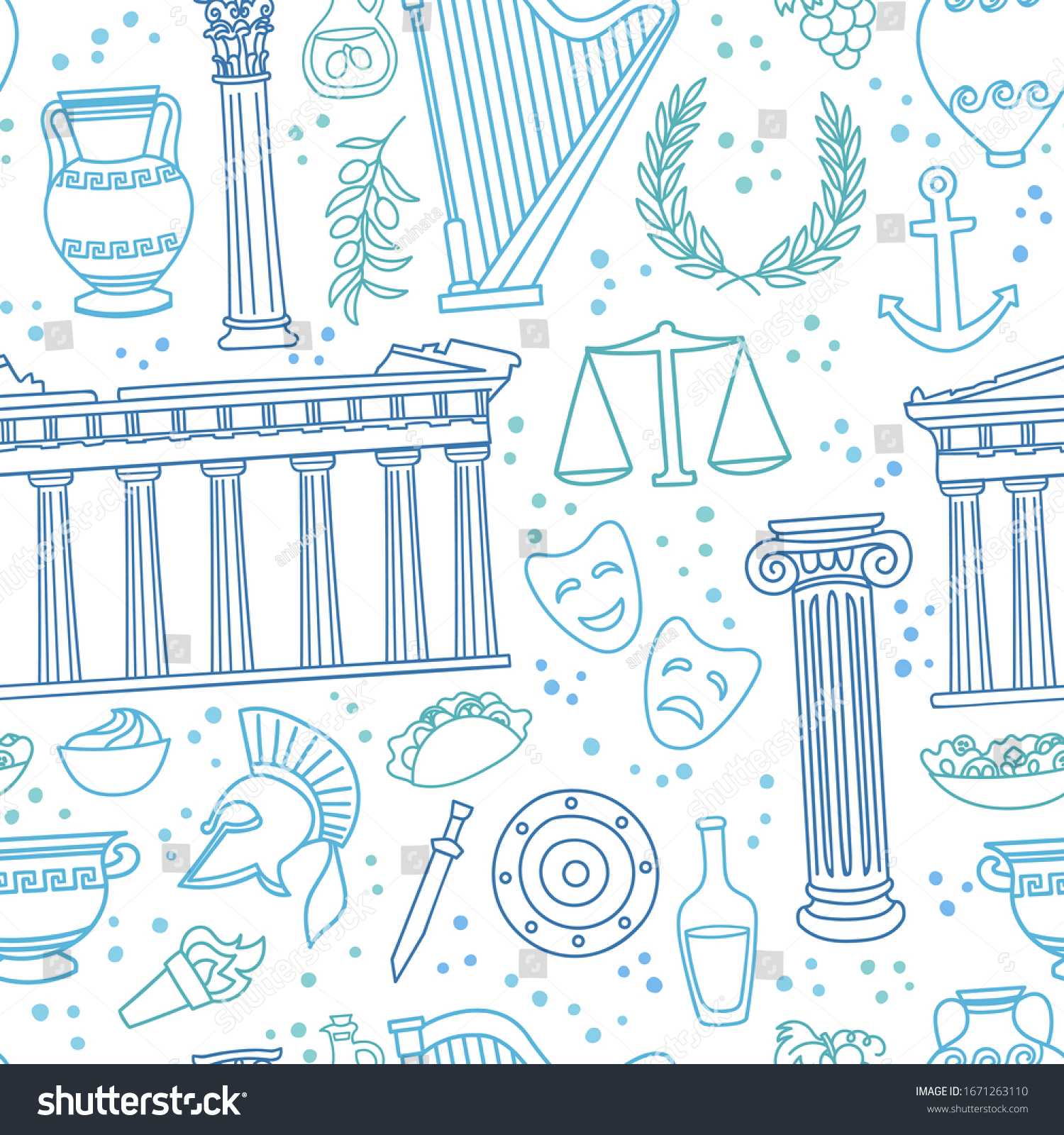 Greece Vector Seamless Pattern Famous Greek Stock Vector (Royalty Free ...