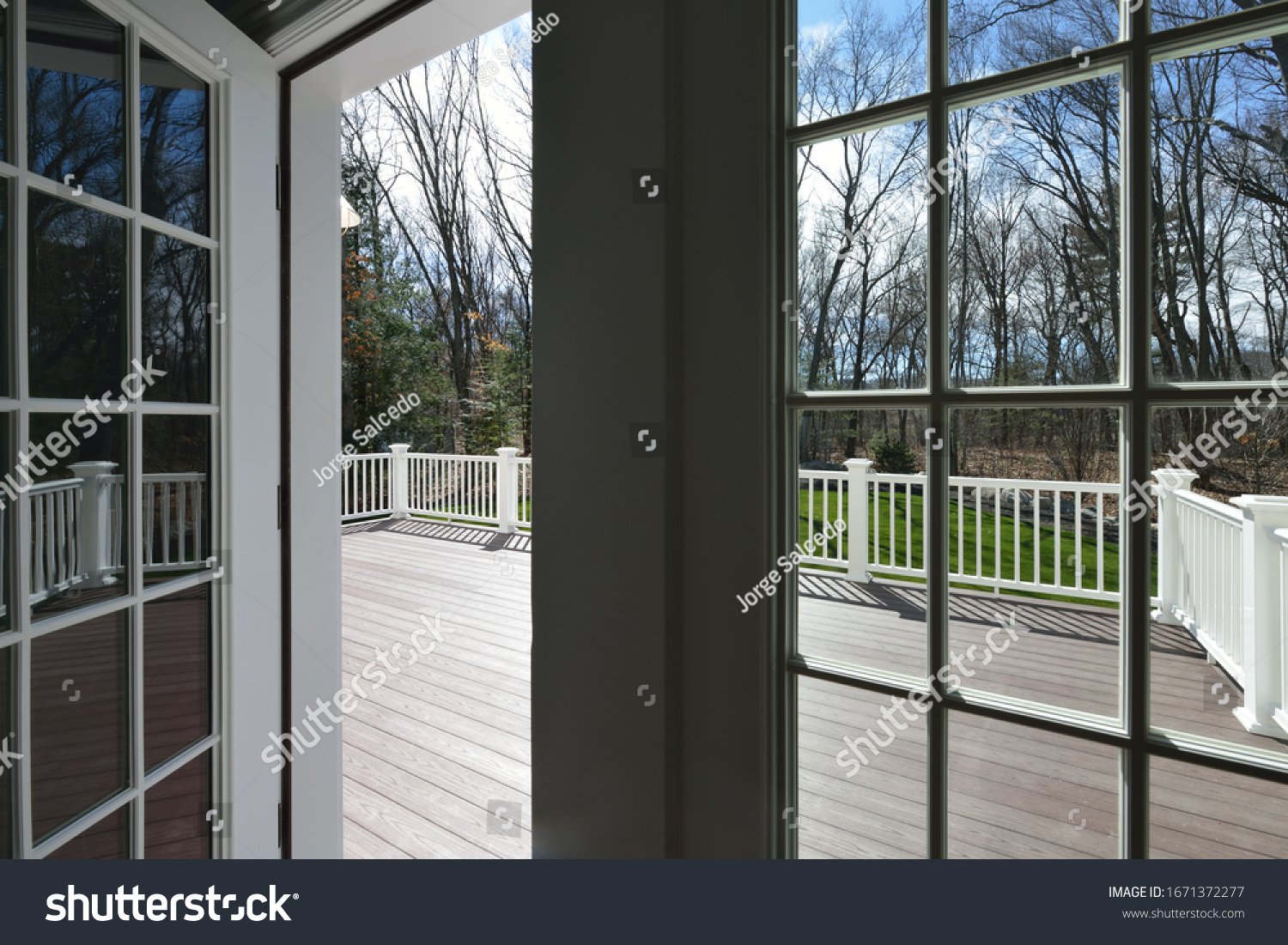 Garden Deck View Through Window Glass Stock Photo 1671372277 Shutterstock