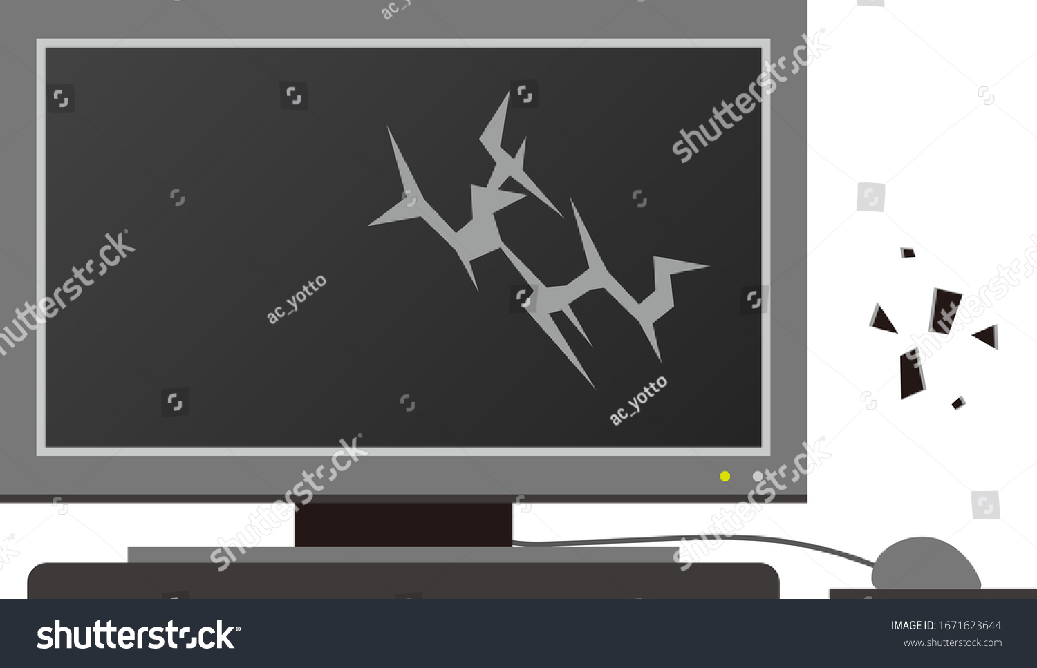 Broken Pc Display Isolated Vector Illustration Stock Vector (Royalty ...