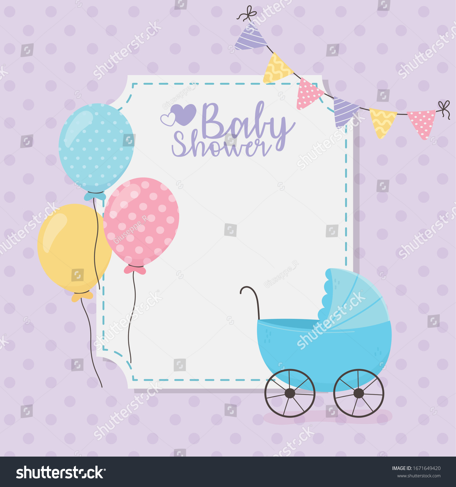 Baby Shower Design Blue Pram Balloons Stock Vector (Royalty Free ...